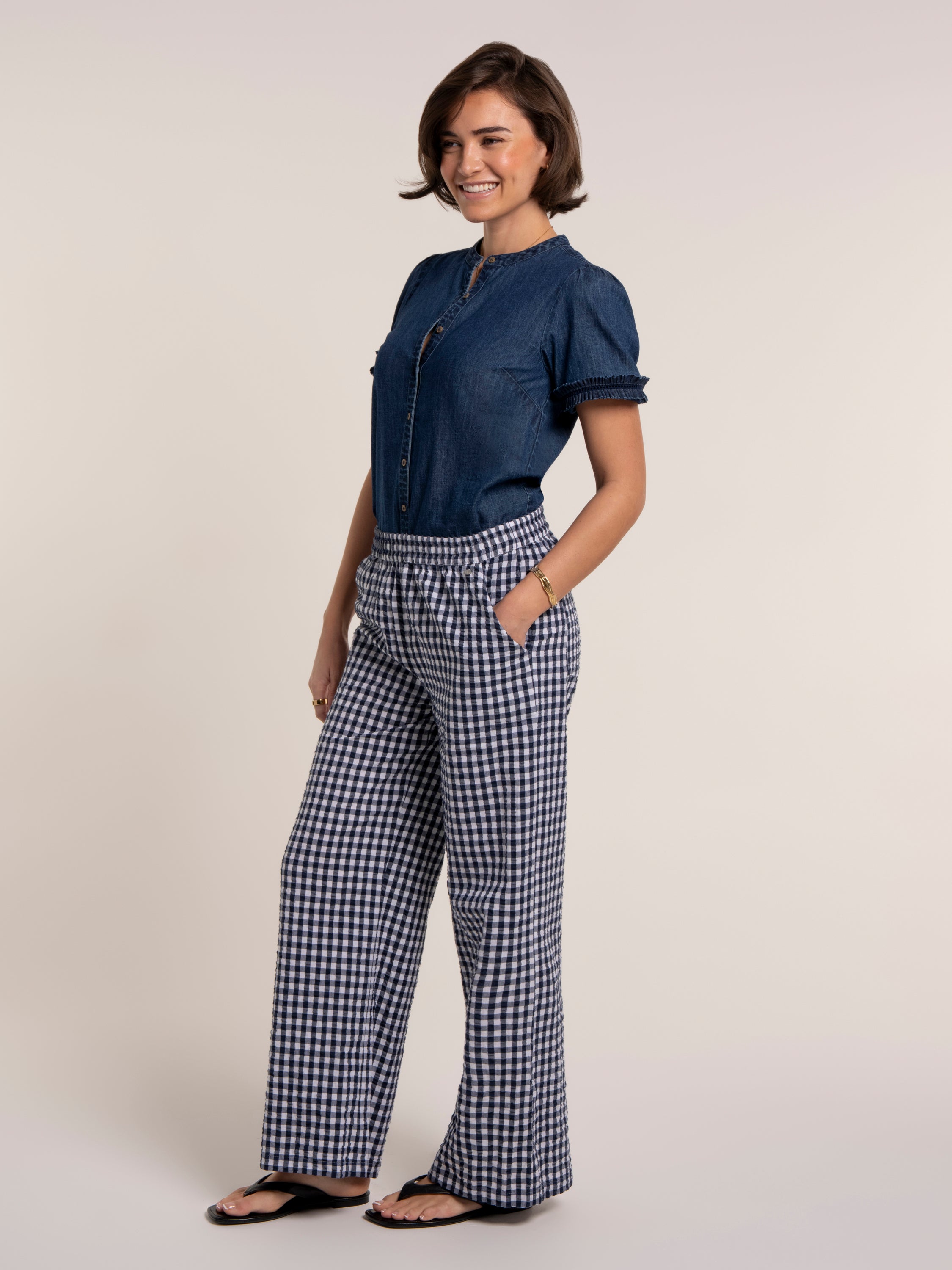 Aitana Gingham Wide Leg Trousers