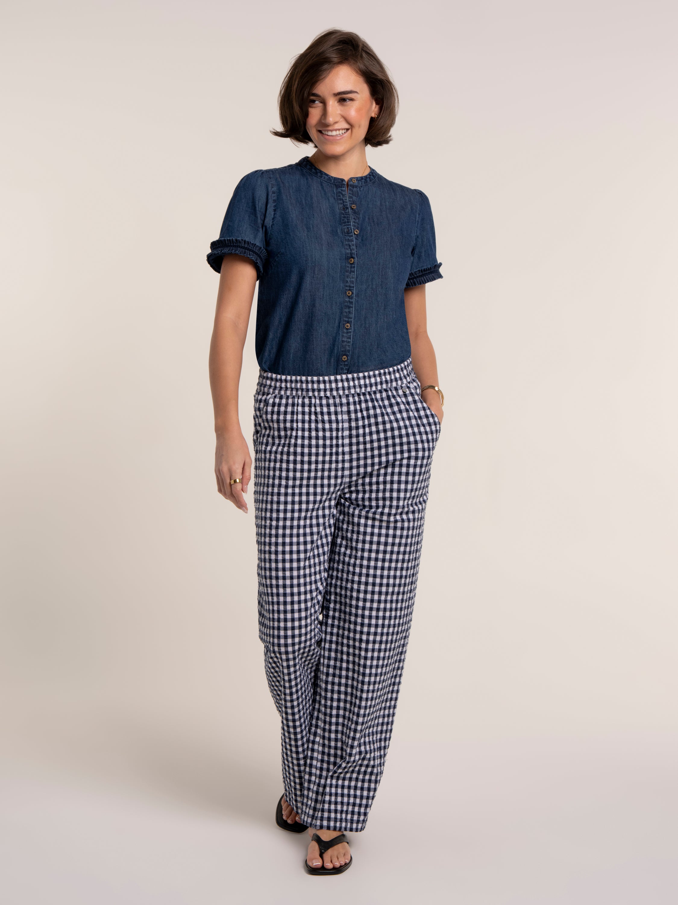 Aitana Gingham Wide Leg Trousers