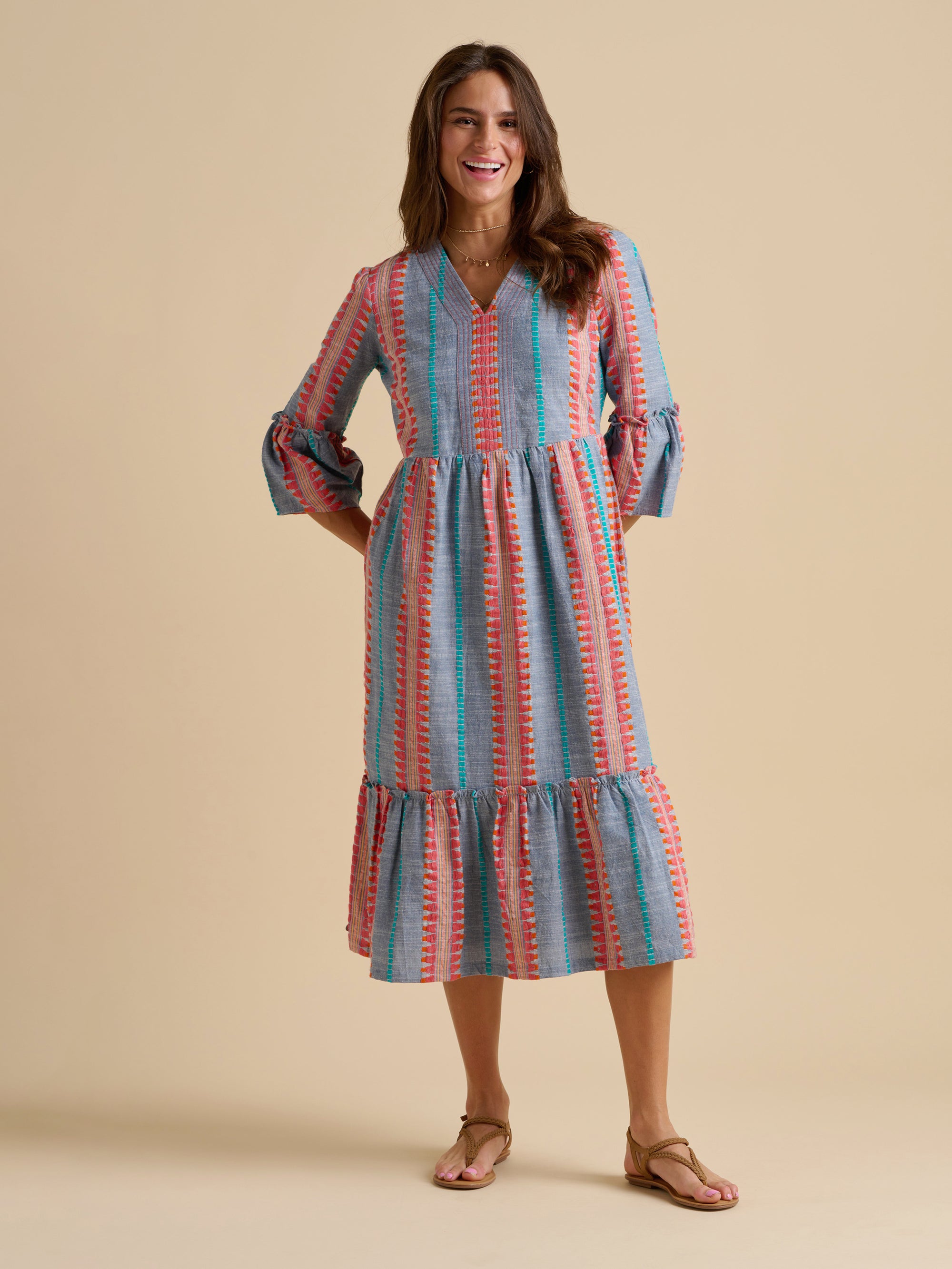 Womens Multi Shore Midi Dress Brakeburn womens-multi-shore-midi-dress-brakeburn