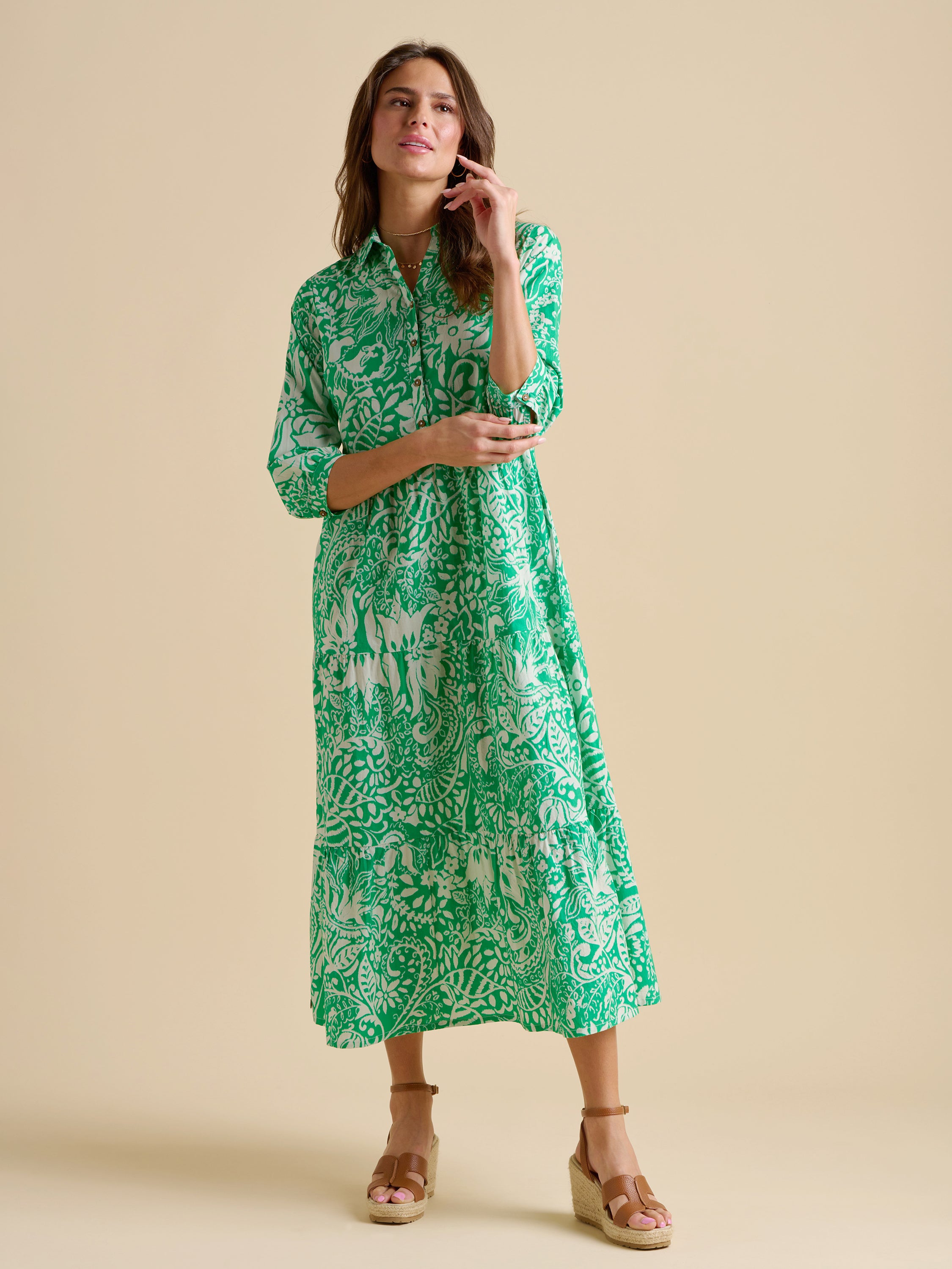 Womens Green Wildflower Maxi Dress