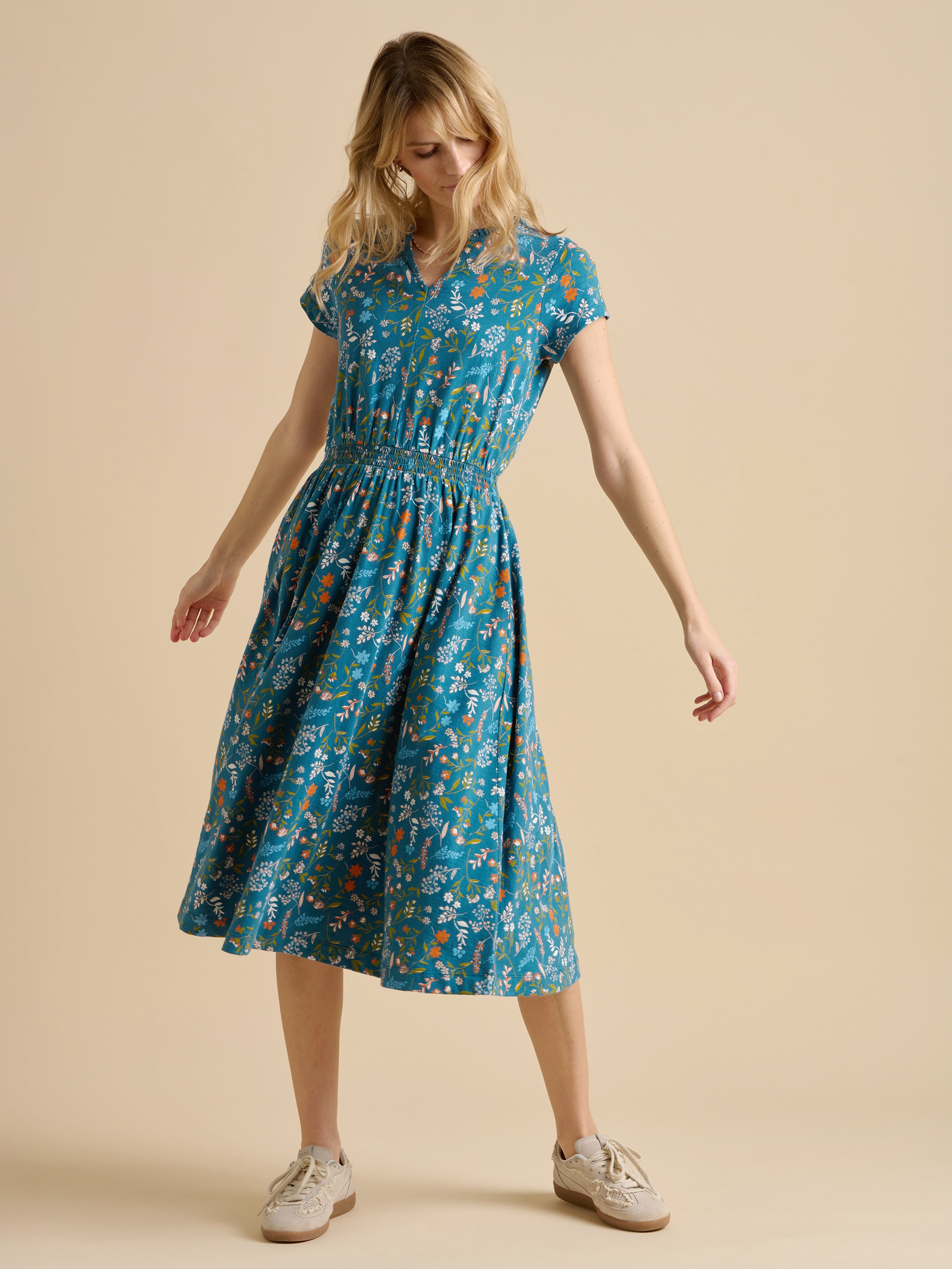Teal Shoreline Meadow Midi Dress