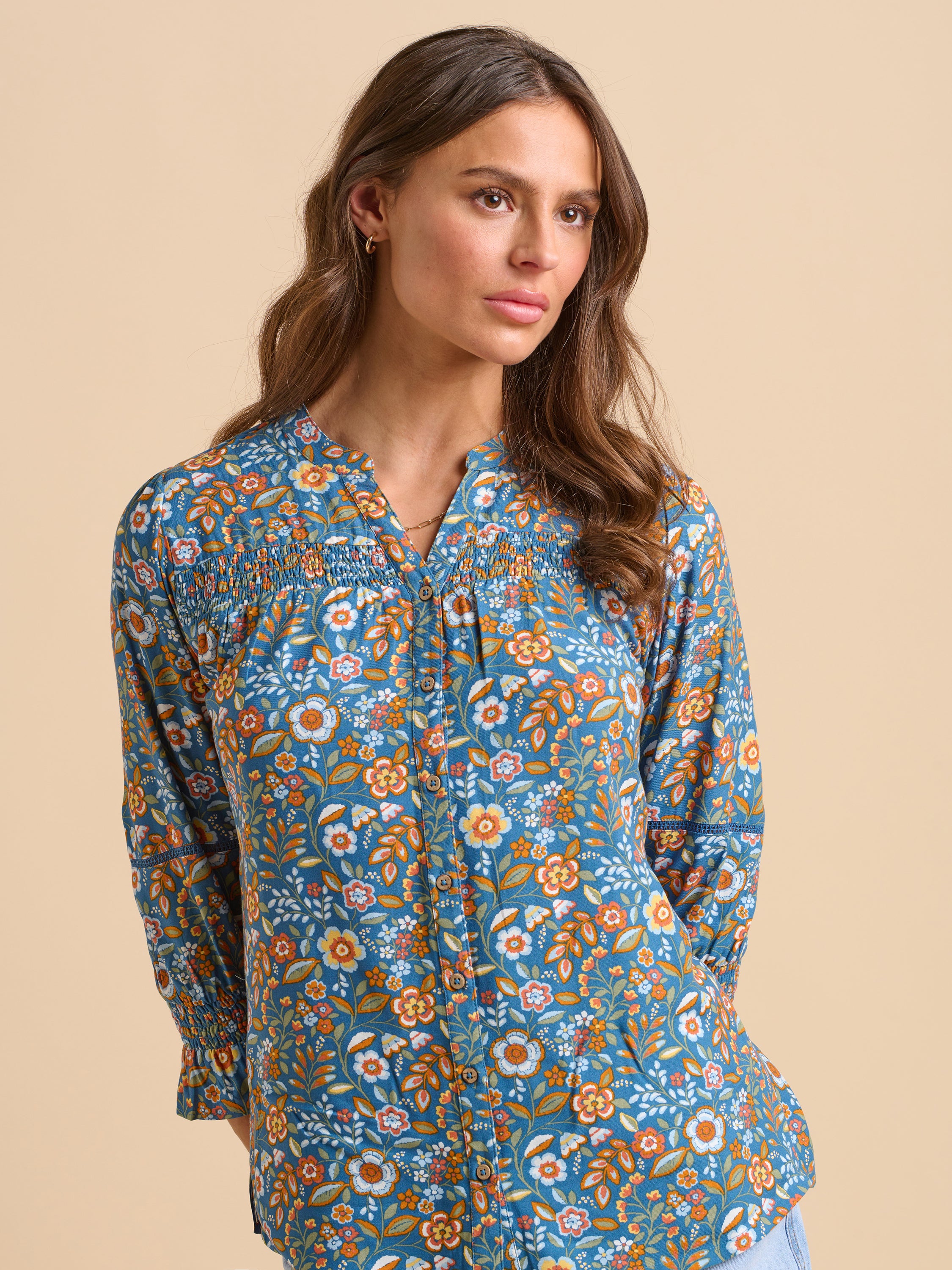 Navy Secret Garden Blouse