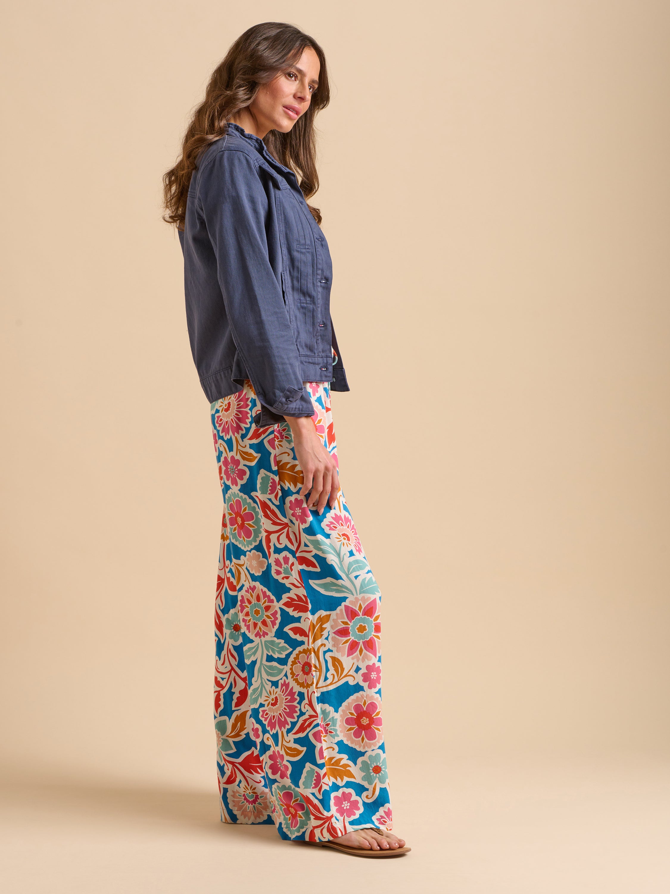 Navy Ruffle Neck Jacket