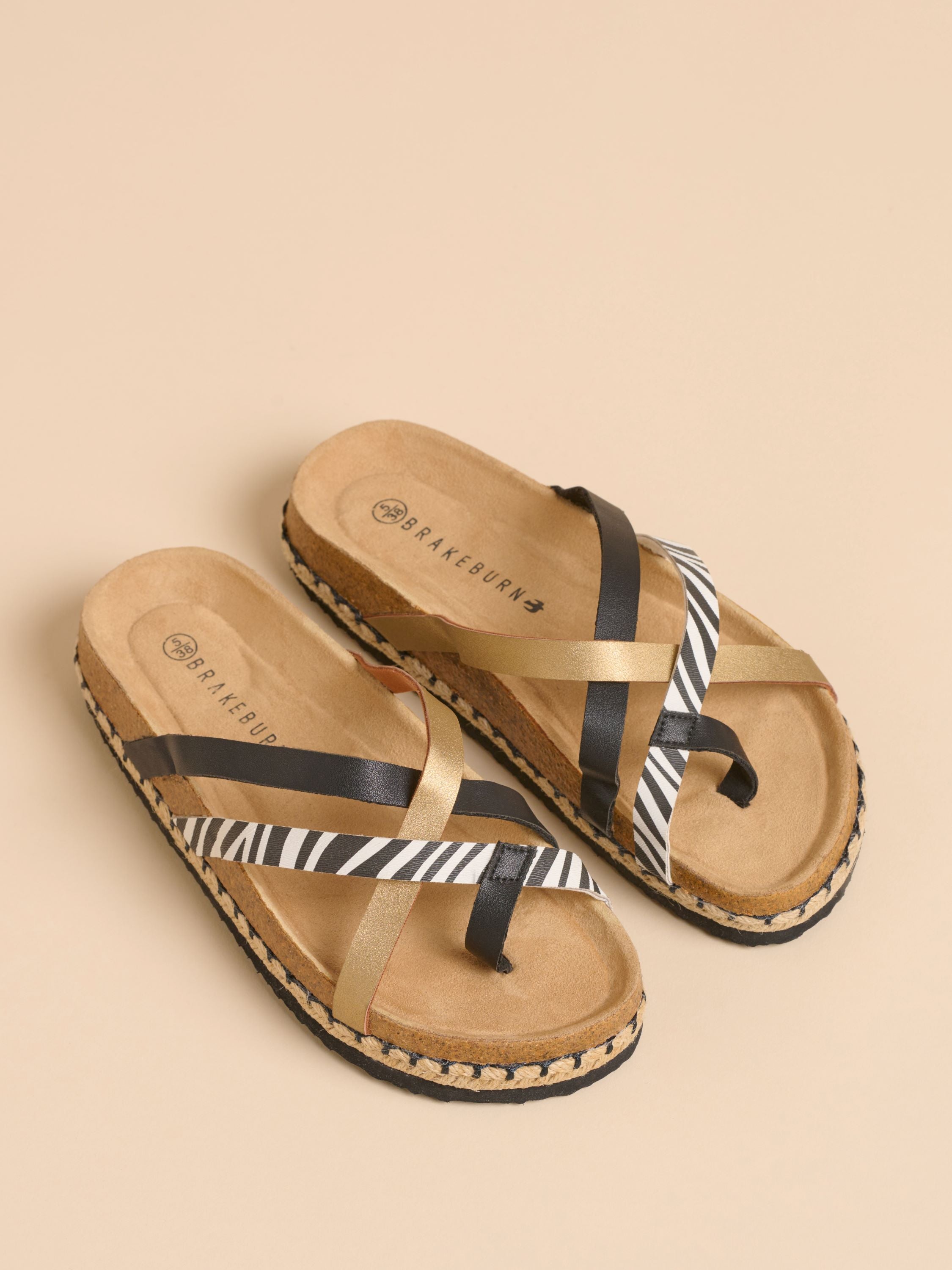 Zebra Multi Strap Sandals