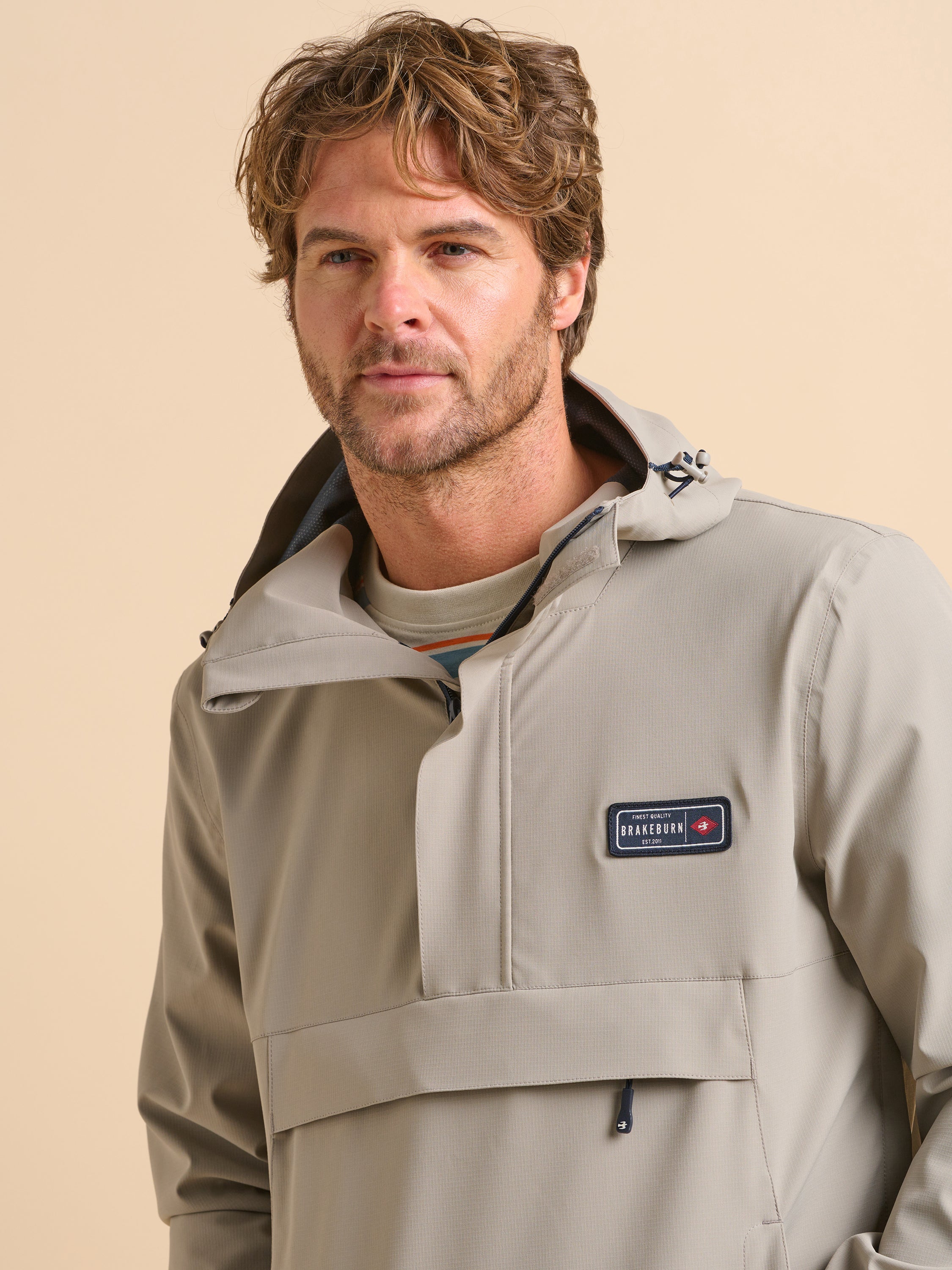 Mens Beige Over Head Jacket | Brakeburn