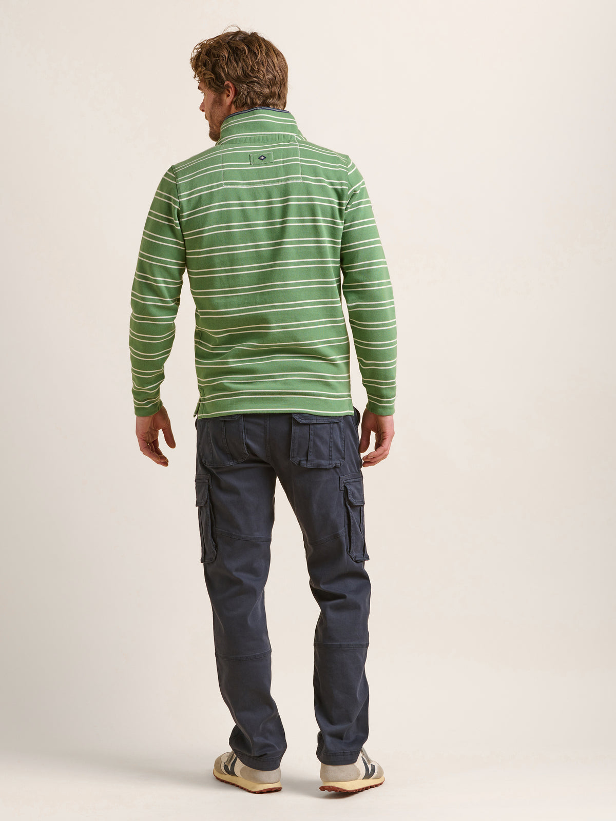 Green Stripe Quarter Zip Sweat