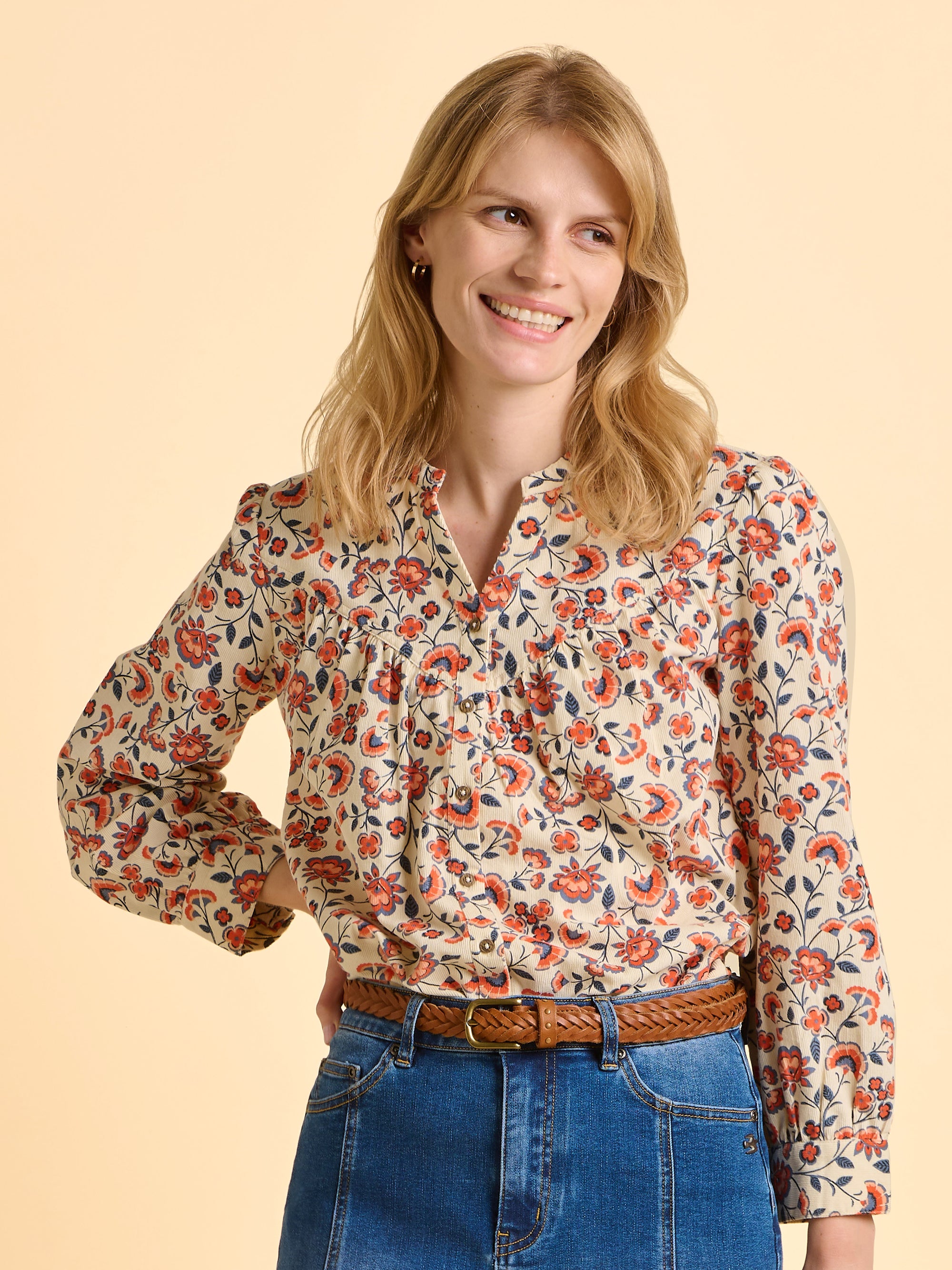 Lindsay Cream Cord Blouse