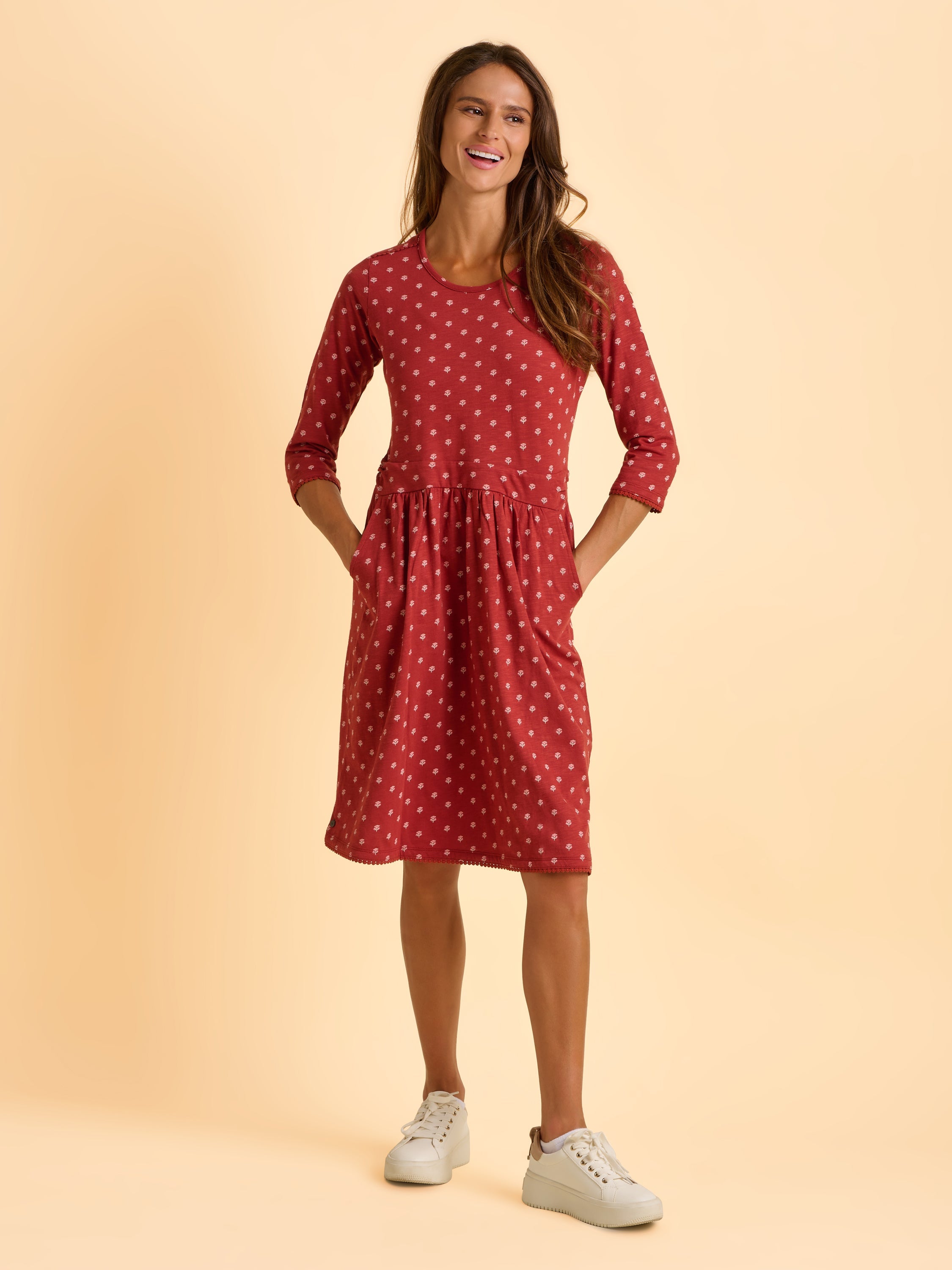Freya Red Jersey Knee Length Dress