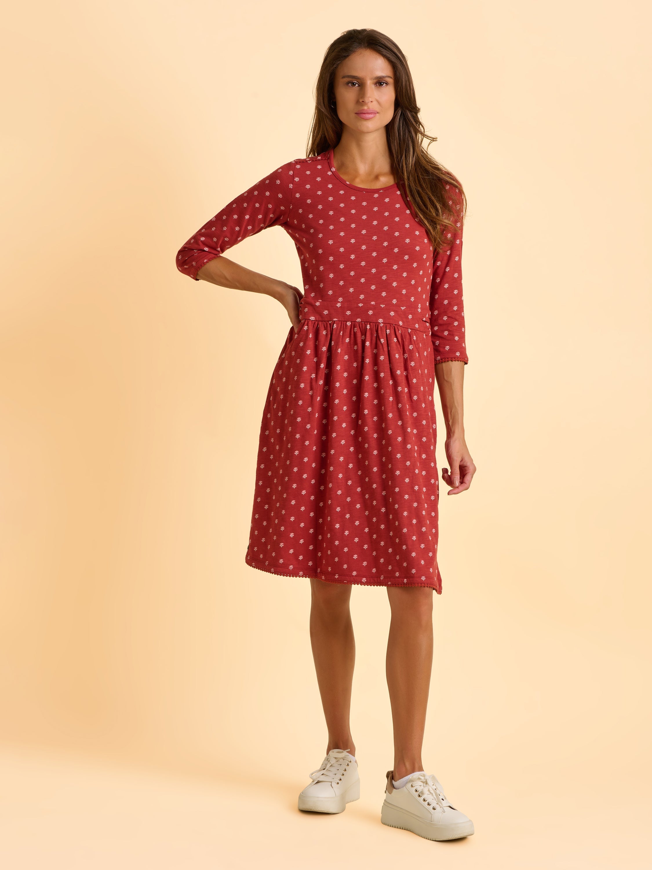 Freya Red Jersey Knee Length Dress