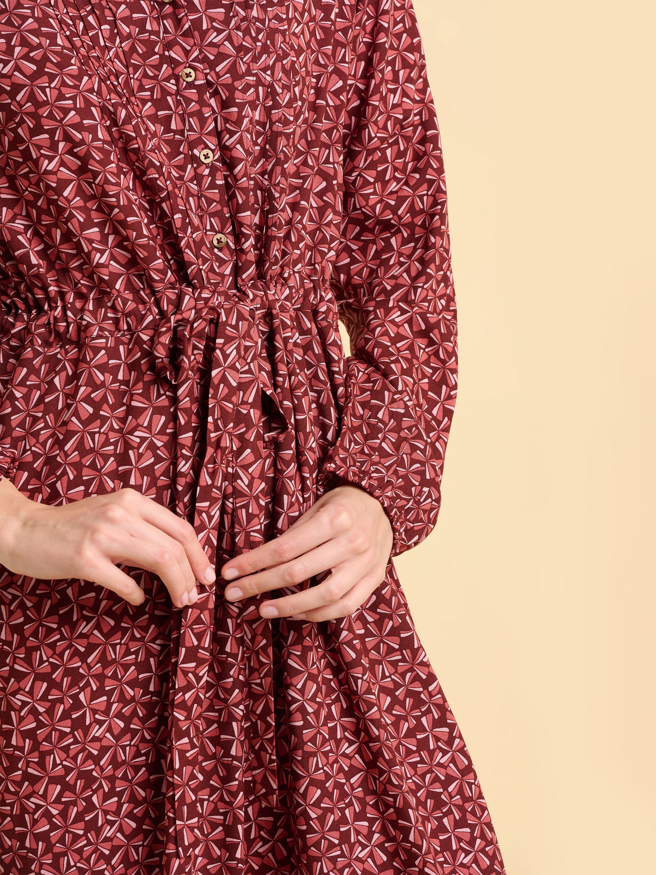 Meadow Burgundy Midi Dress