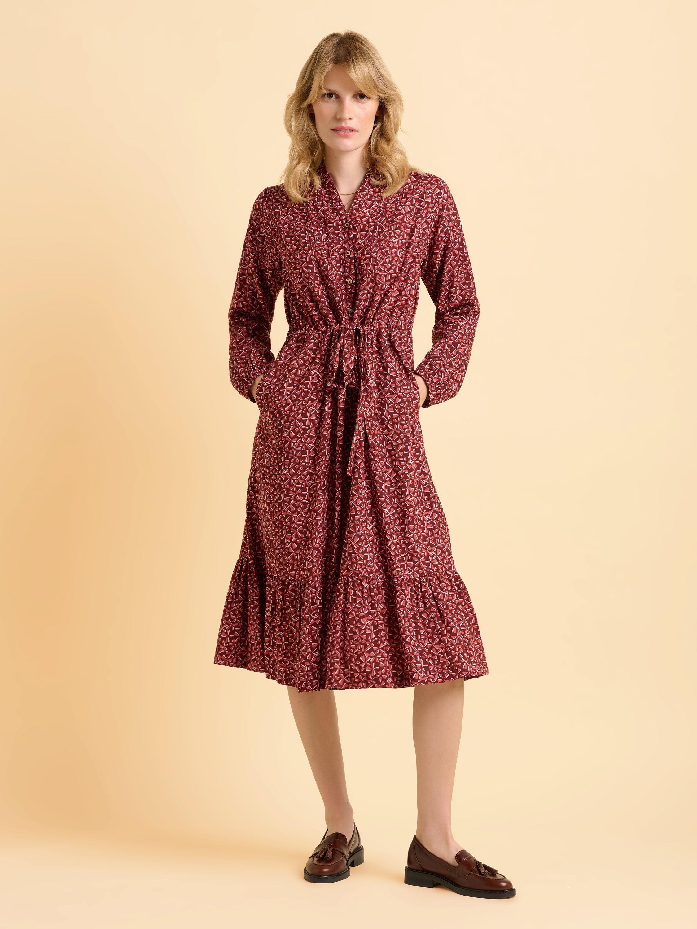 Meadow Burgundy Midi Dress