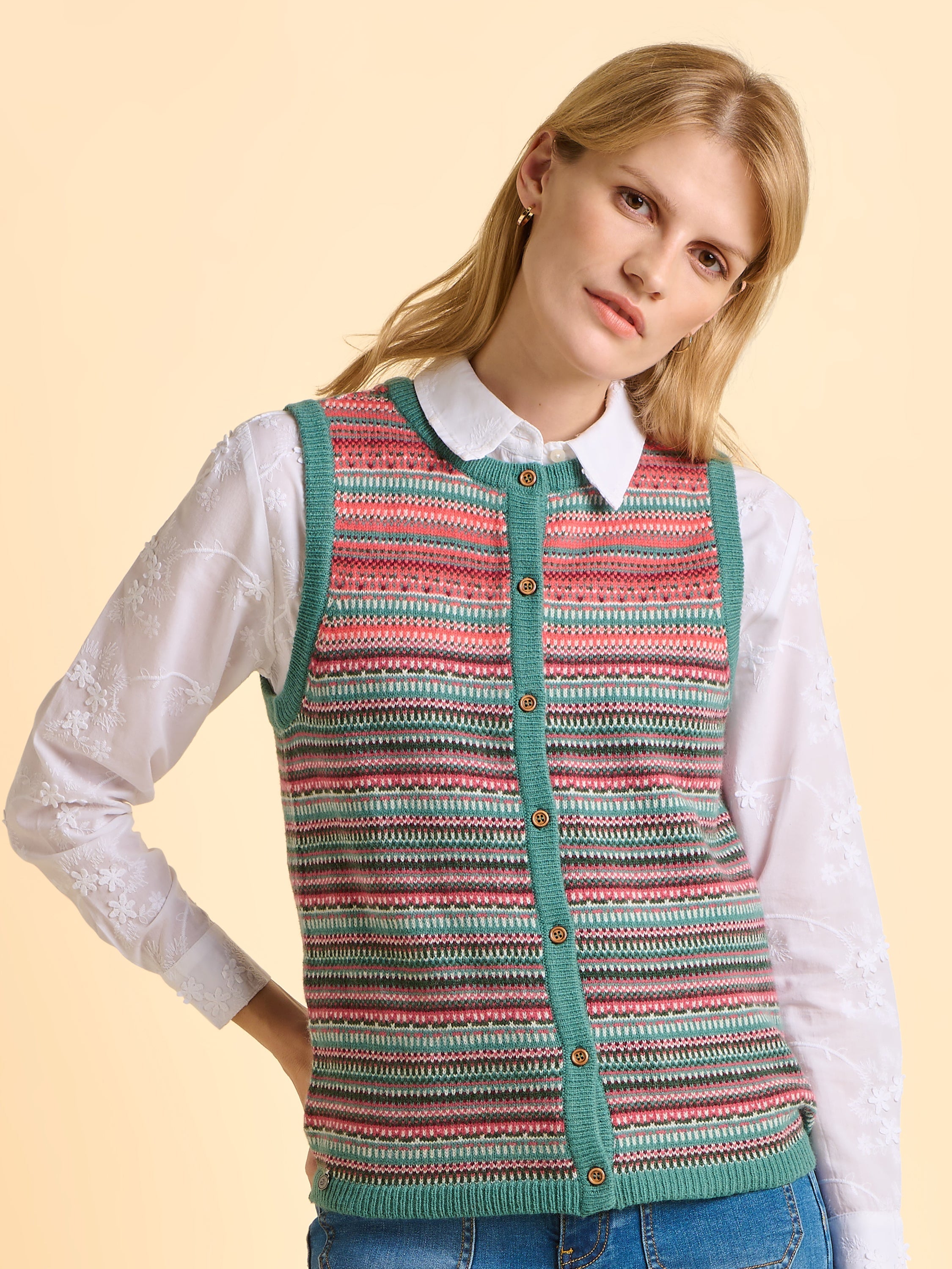 Salted Fairisle Button Tank