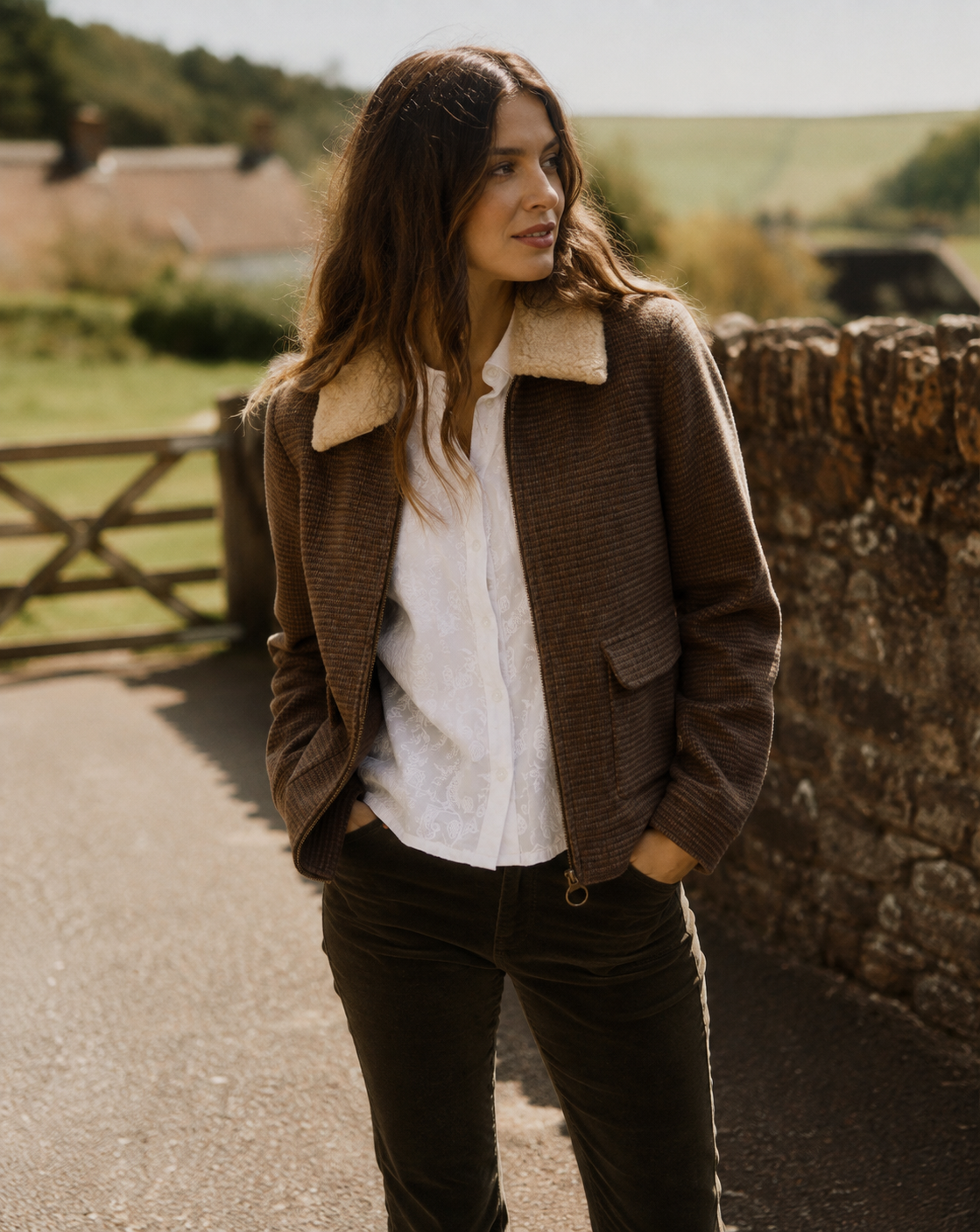 Hemlock Faux Fur Collar Textured Coat