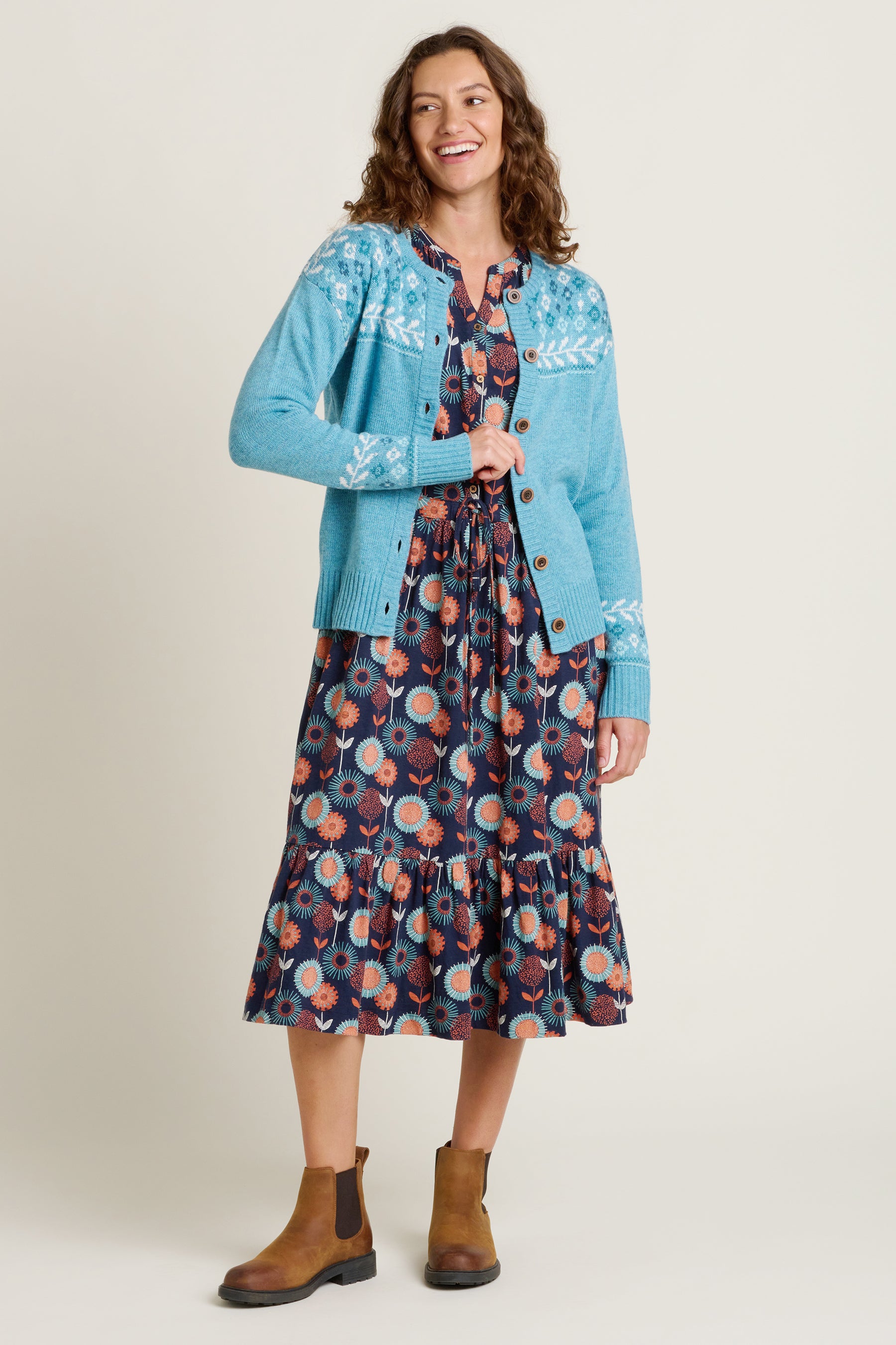 Women's Navy Freya Midi Dress | Brakeburn Women's Navy Freya Midi Dress | Brakeburn