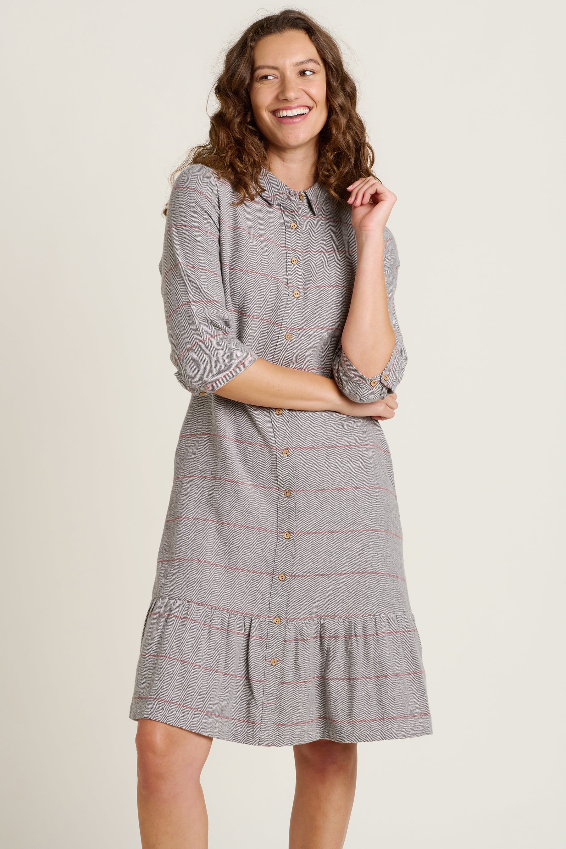 Women's Grey Westbourne Shirt Dress | Brakeburn Women's Grey Westbourne Shirt Dress | Brakeburn
