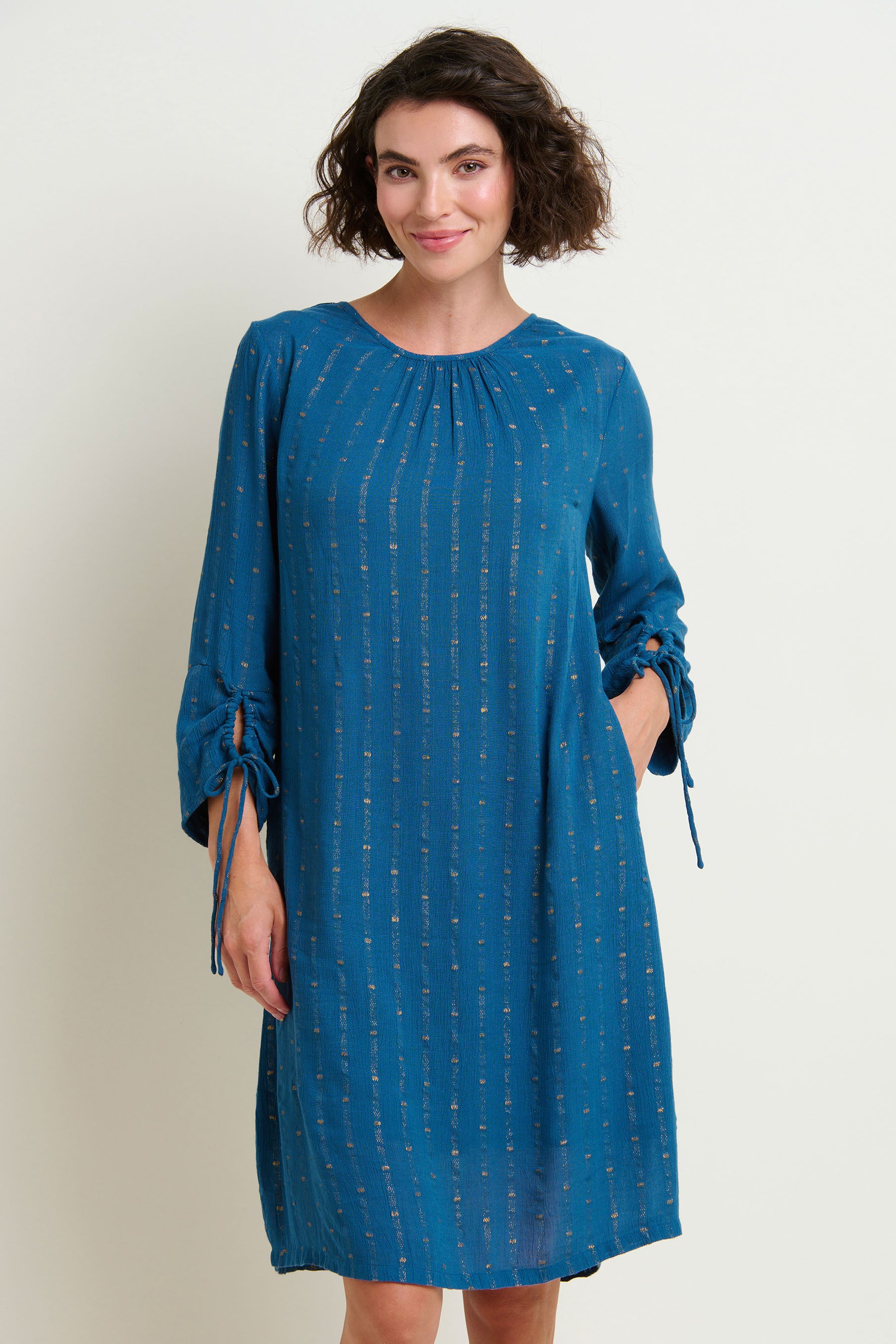 Brakeburn Robe Blue & Gold Sparkle Ivy Dress | Brakeburn