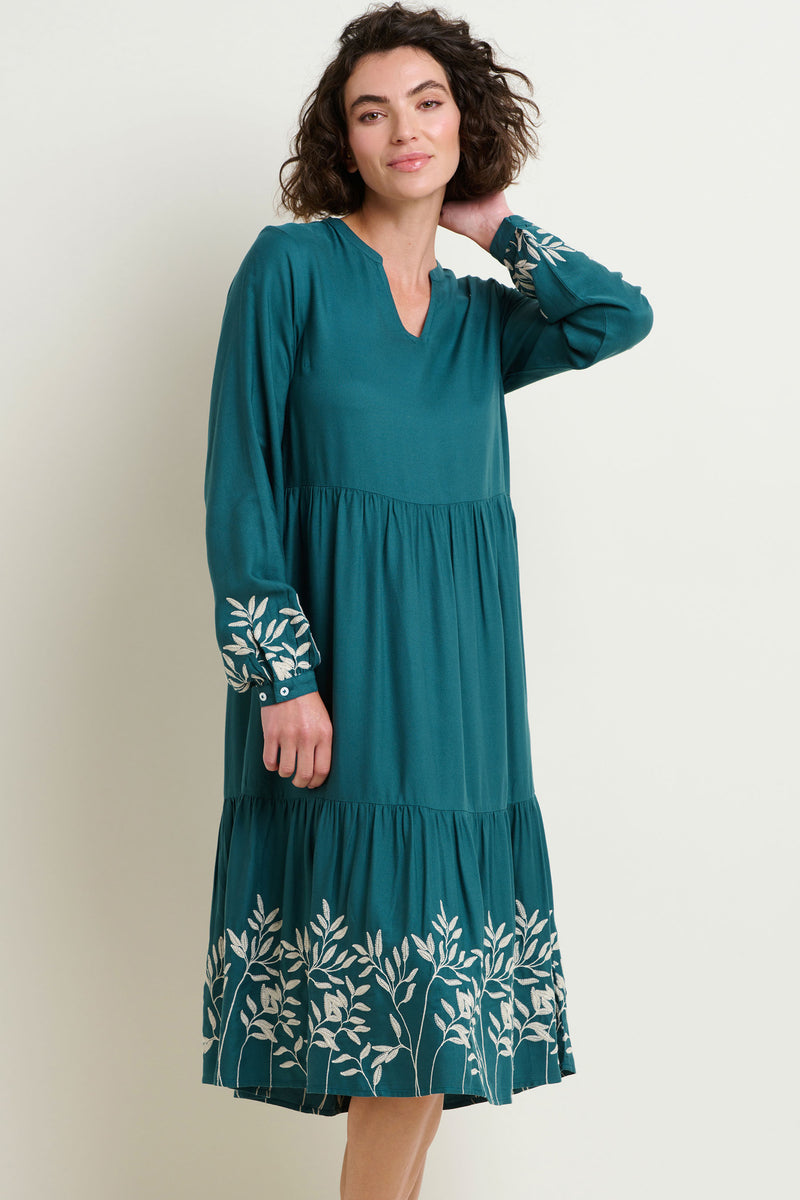 Teal Anwen Embroidered Maxi Dress | Brakeburn