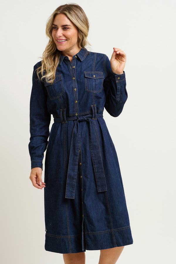Frances Denim Midi Shirt Dress