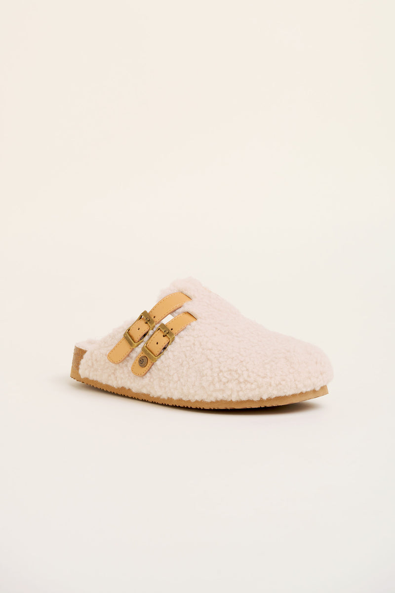 Shearling Buckle Slippers