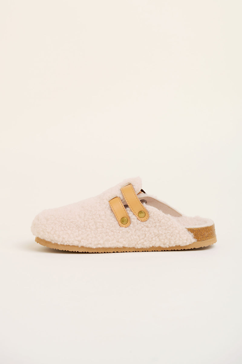 Shearling Buckle Slippers