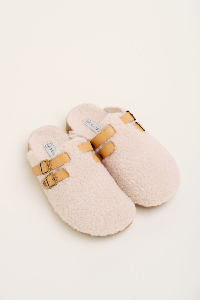 Shearling Buckle Slippers