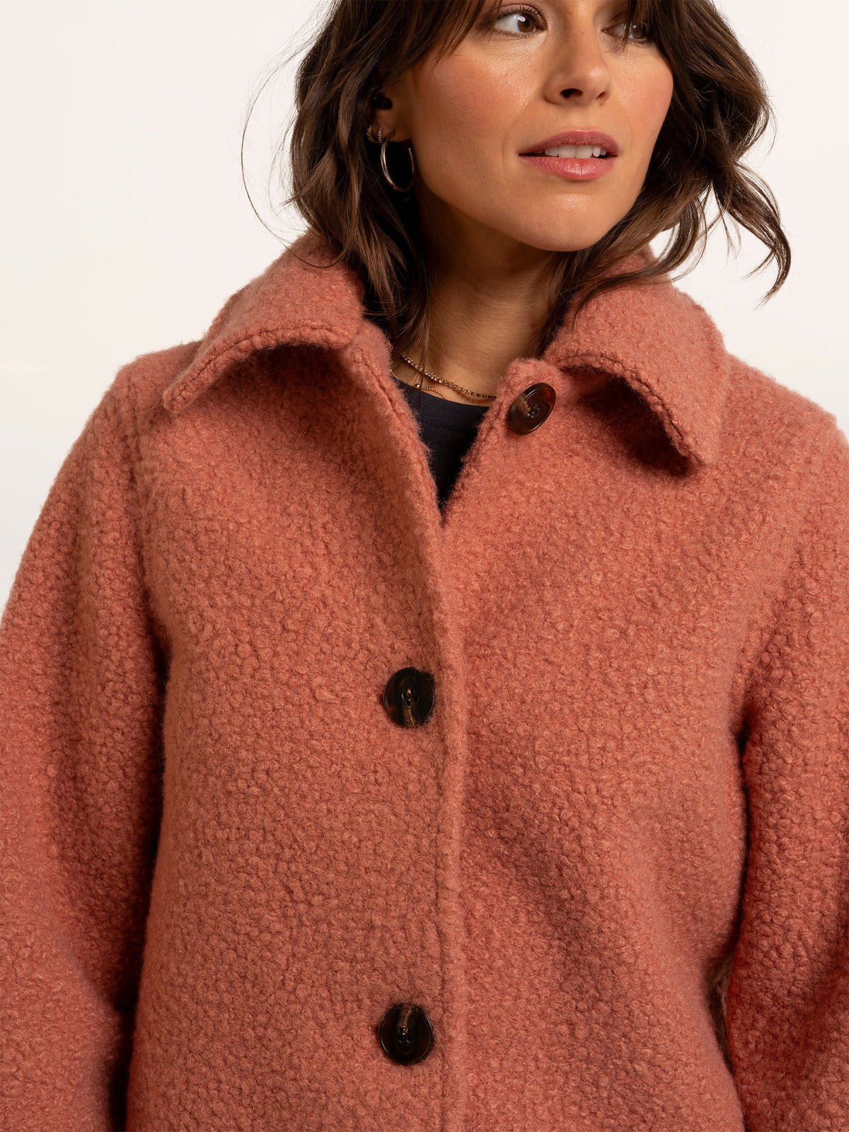 Rose Bloucle Collared Coat
