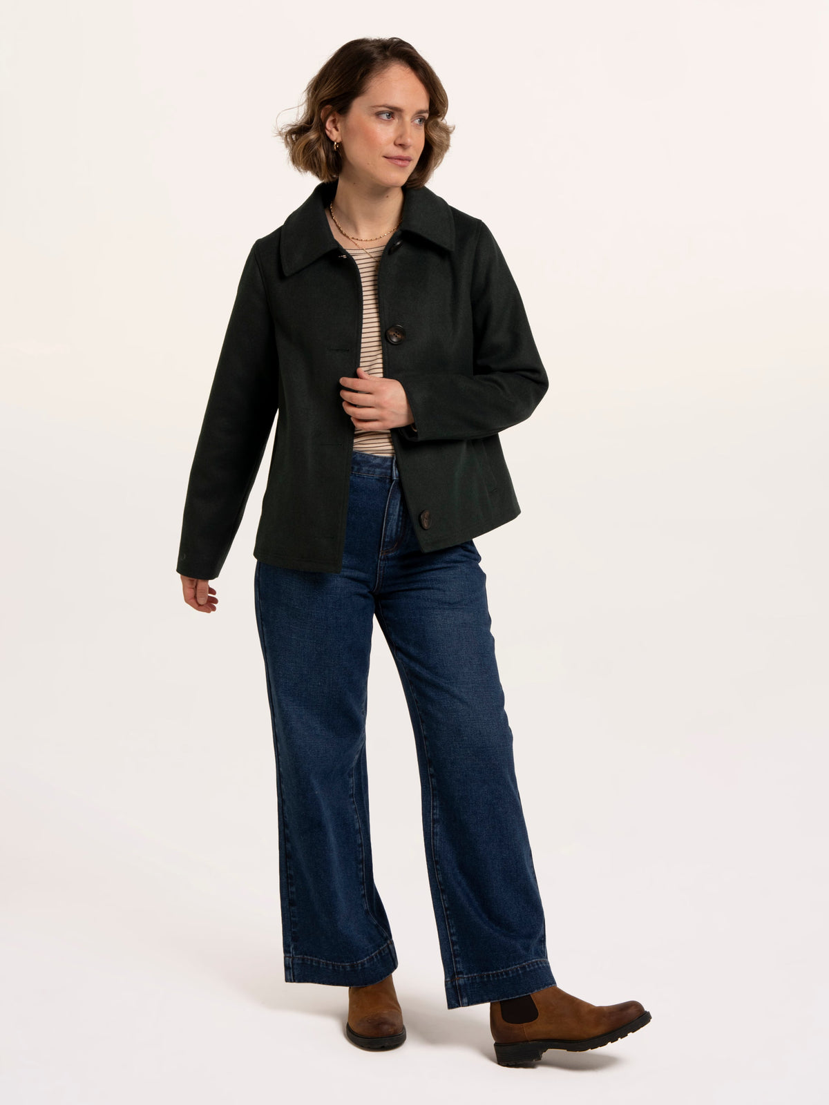 Hazel Teal Collared Jacket