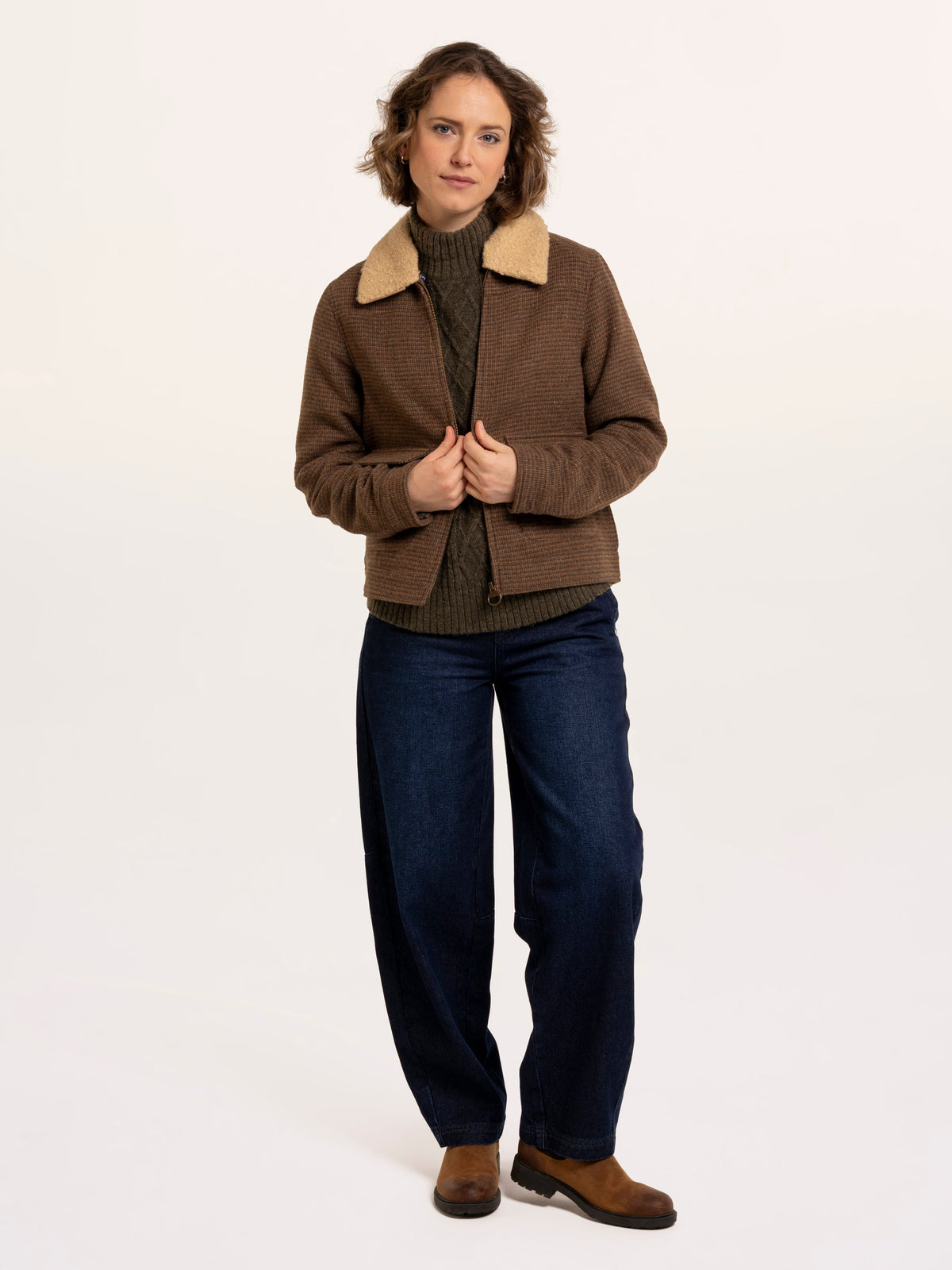 Hemlock Faux Fur Collar Textured Coat