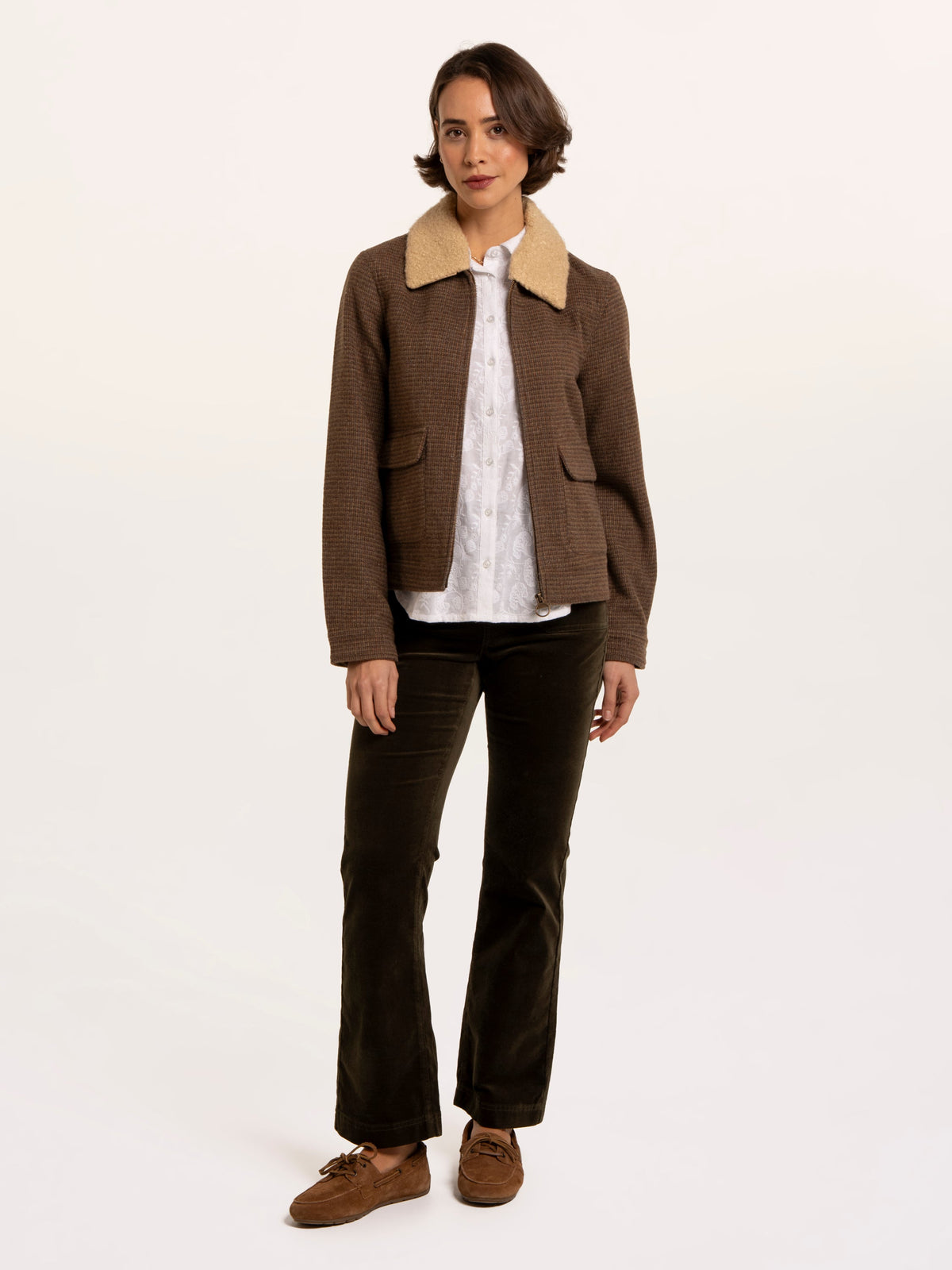Hemlock Faux Fur Collar Textured Coat