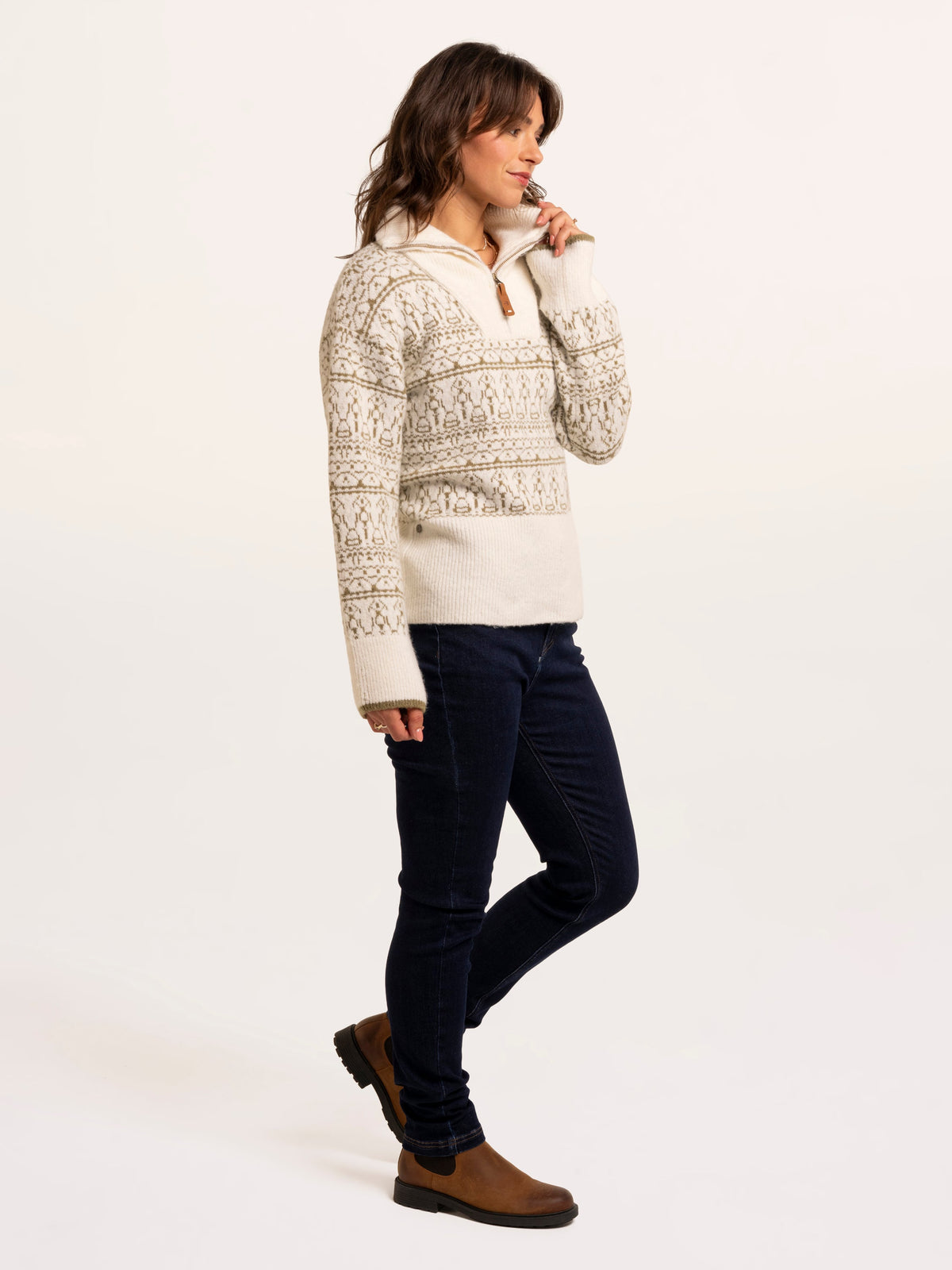 Ingrid Knitted Jacquard 1/4 Zip Jumper
