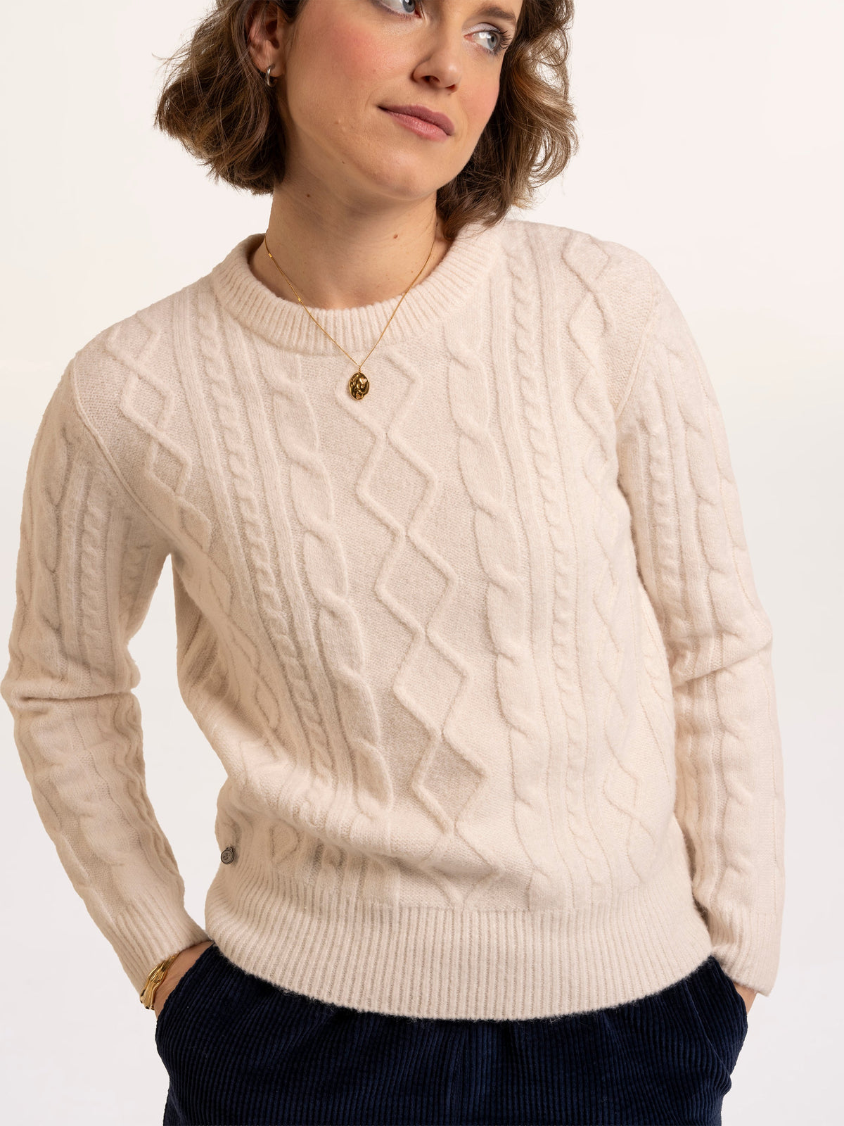 Dahlia Cable Knitted Crew Neck Jumper