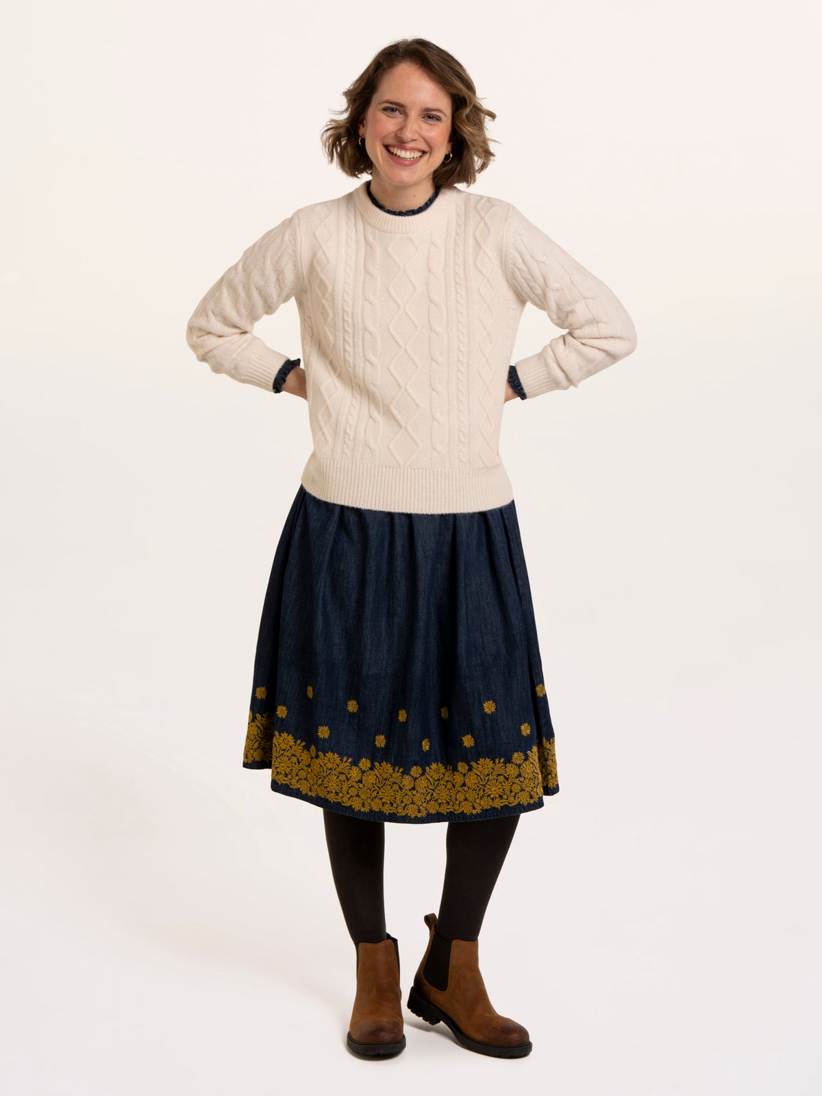 Dahlia Cable Knitted Crew Neck Jumper