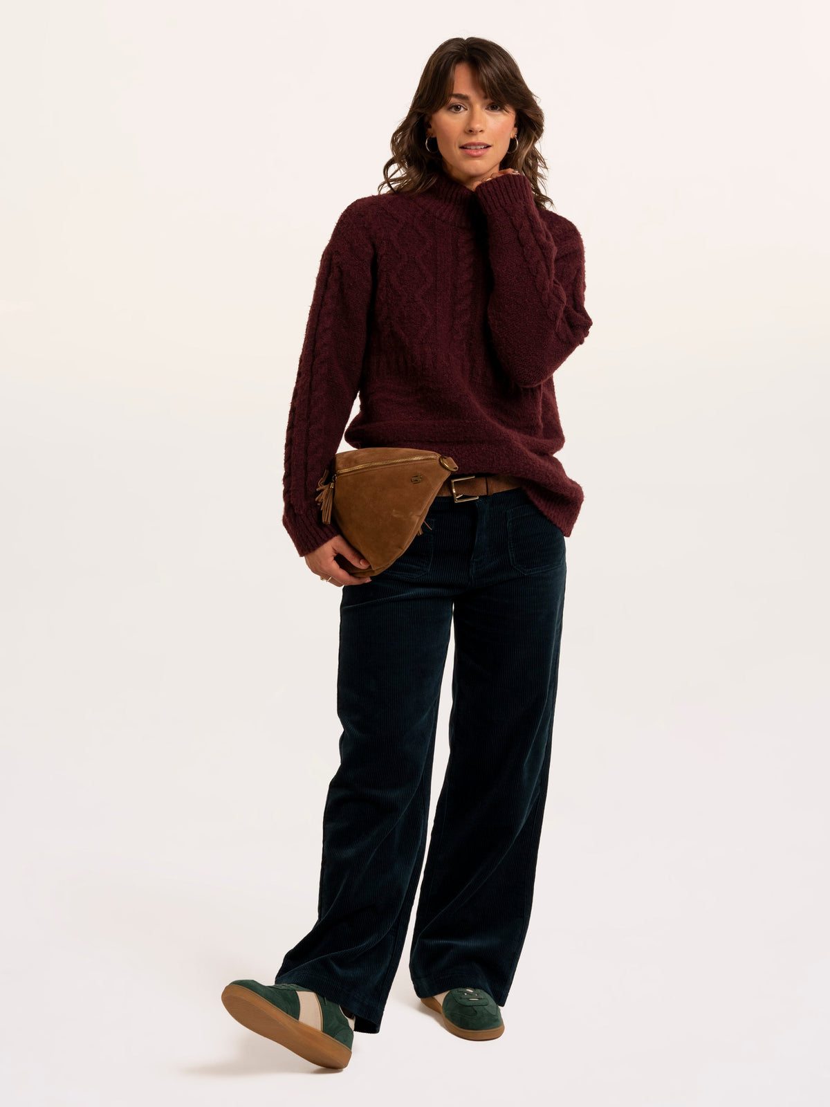 Freya Cable Knitted Funnel Neck Jumper