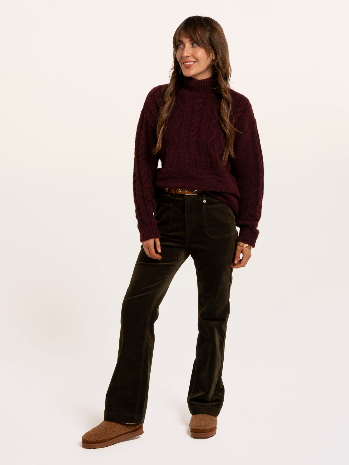 Freya Cable Knitted Funnel Neck Jumper