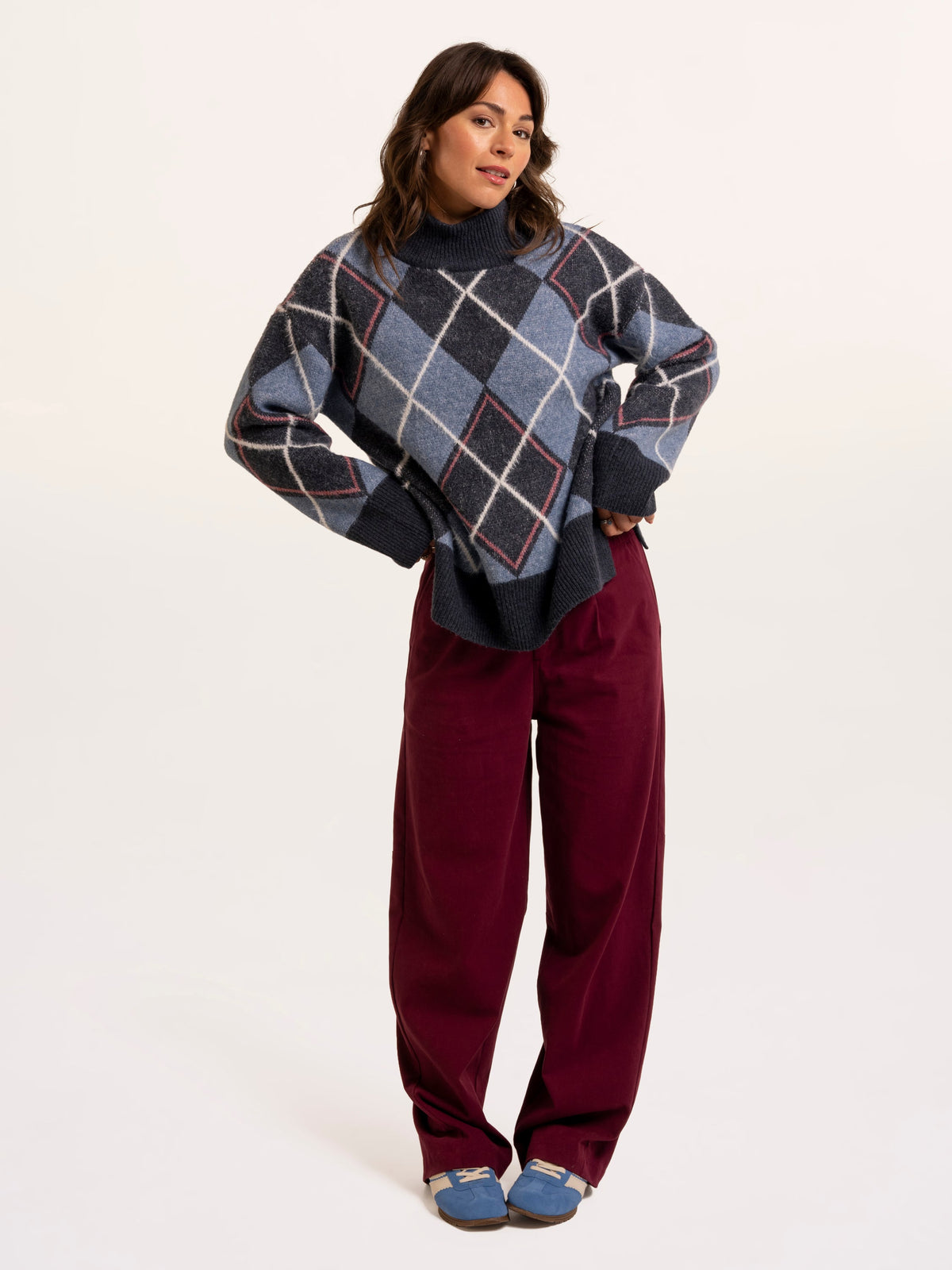 Helga Argyle Intarsia Knitted Jumper