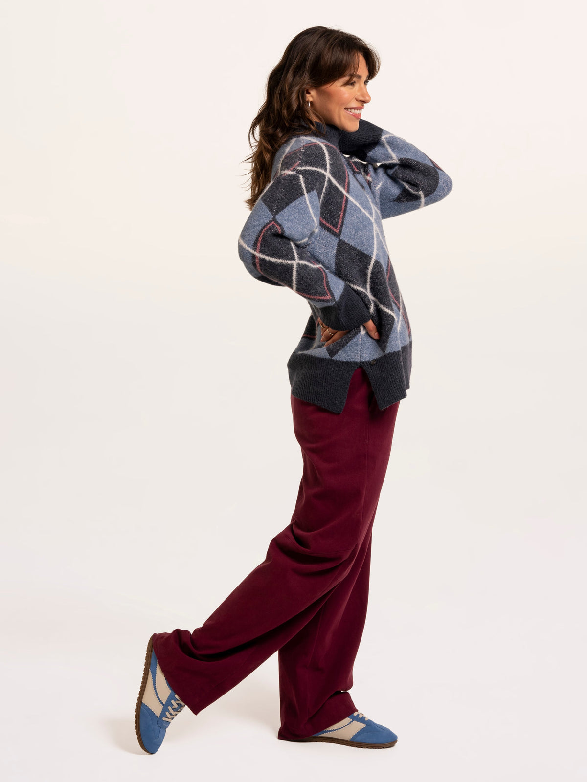 Helga Argyle Intarsia Knitted Jumper