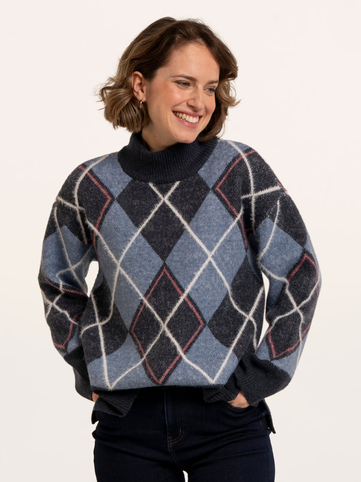 Helga Argyle Intarsia Knitted Jumper