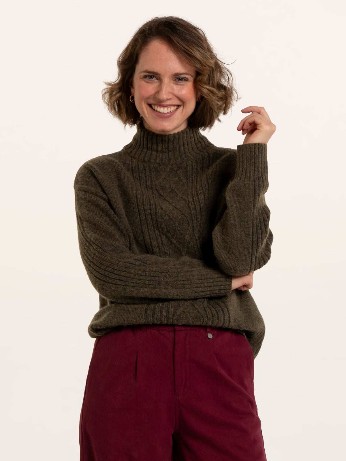 Signe Stitch Detail Knitted Roll Neck Jumper