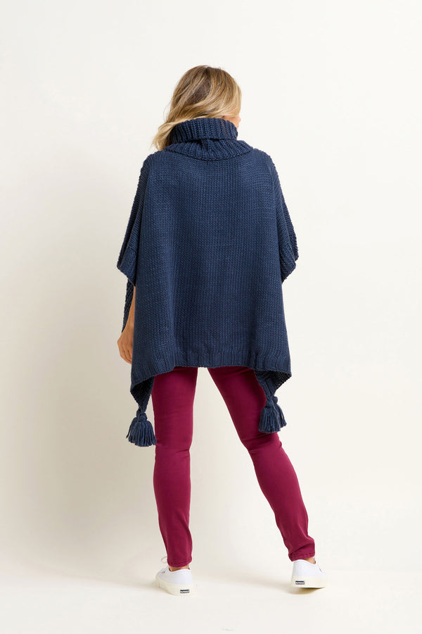 Navy Knitted Poncho