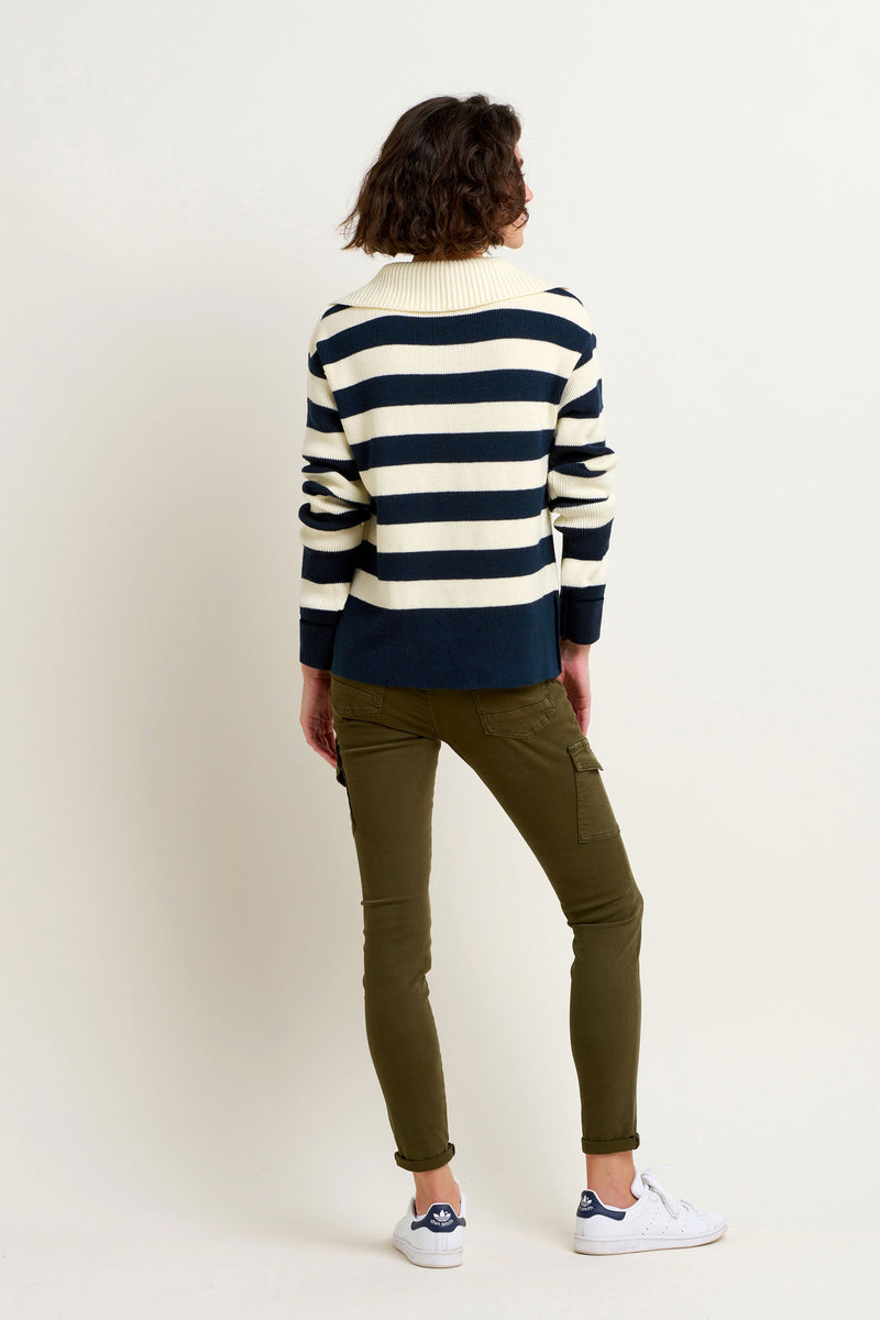 Stripe Collar Zip Knit