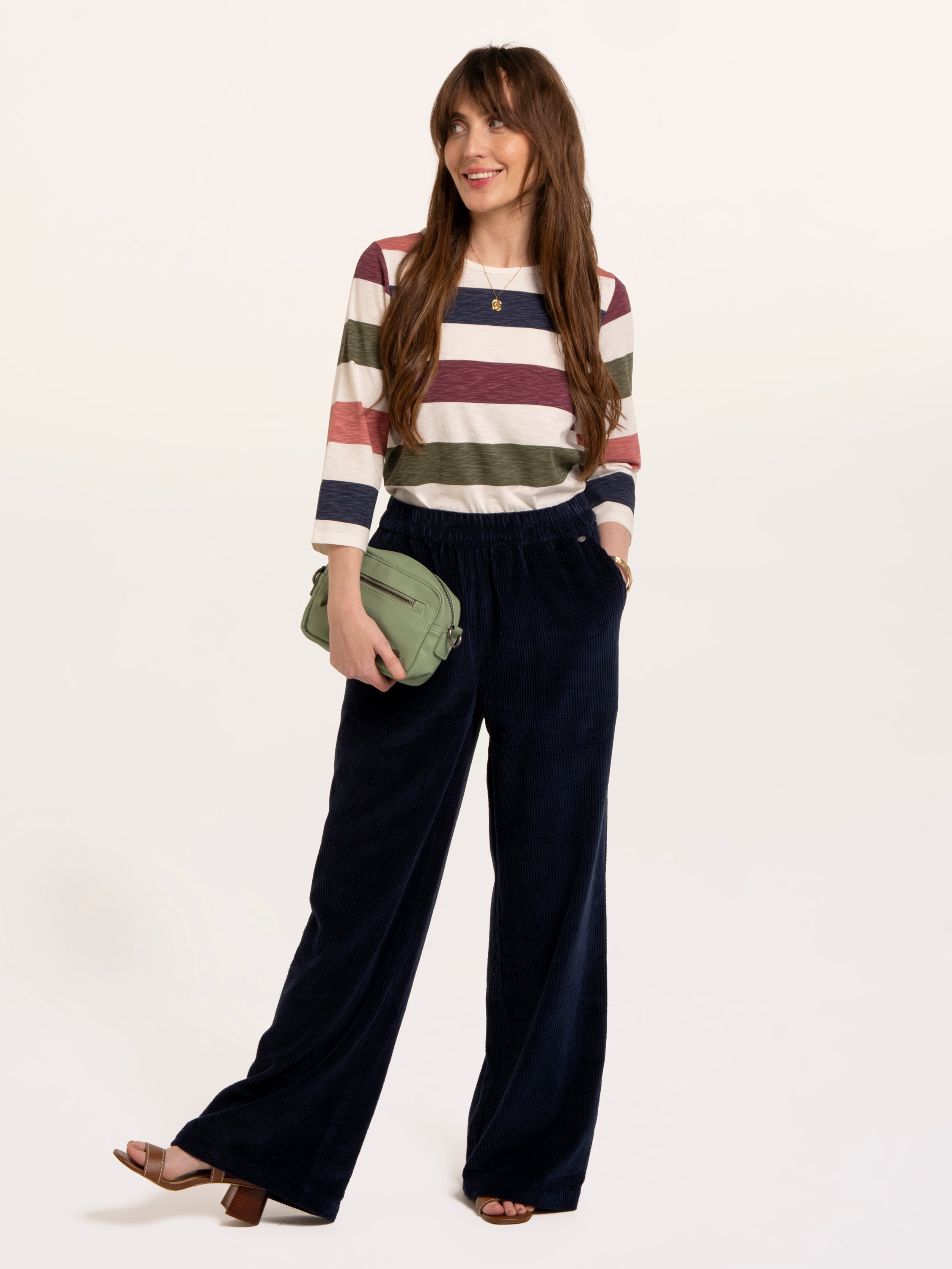 Lulworth Multi Colour Stripe 3/4 Sleeve T-Shirt