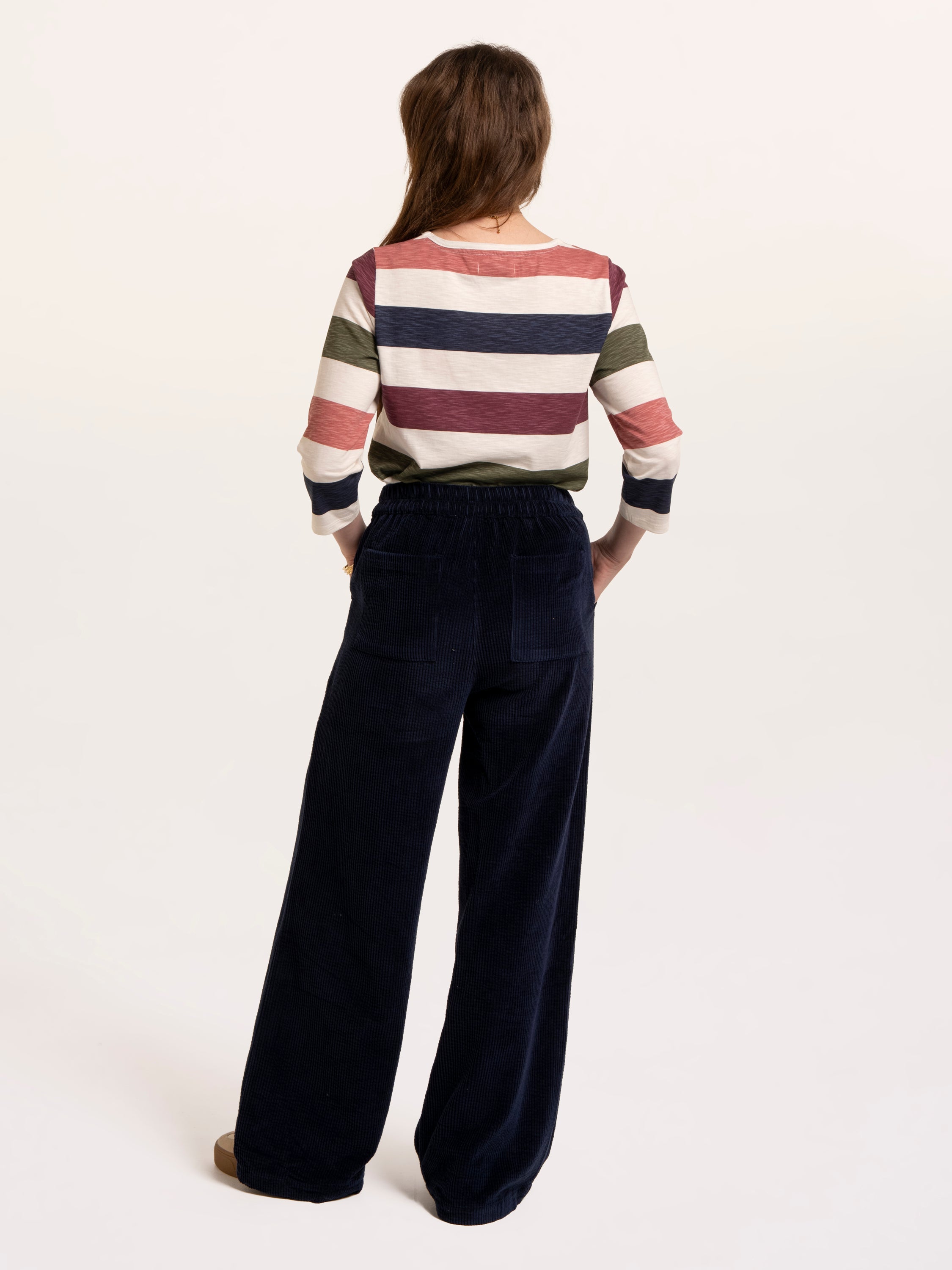Lulworth Multi Colour Stripe 3/4 Sleeve T-Shirt