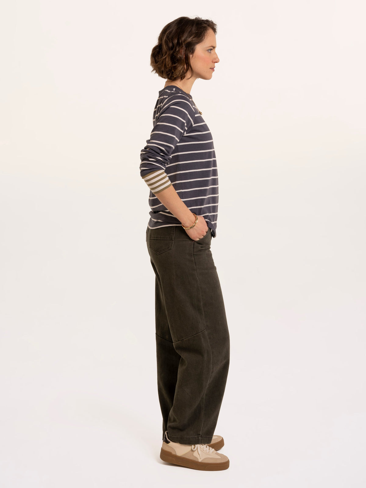 Exbury Cuff Detail Stripe Long Sleeve T-Shirt