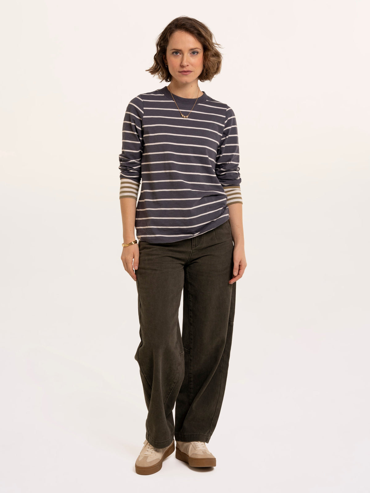 Exbury Cuff Detail Stripe Long Sleeve T-Shirt