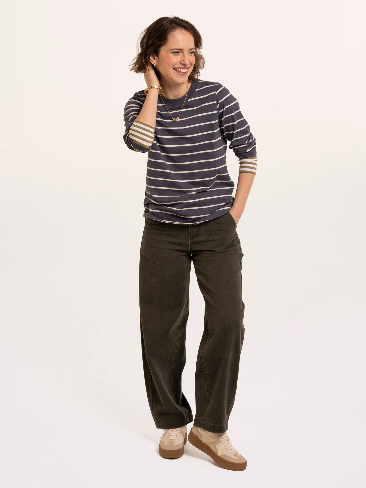 Exbury Cuff Detail Stripe Long Sleeve T-Shirt