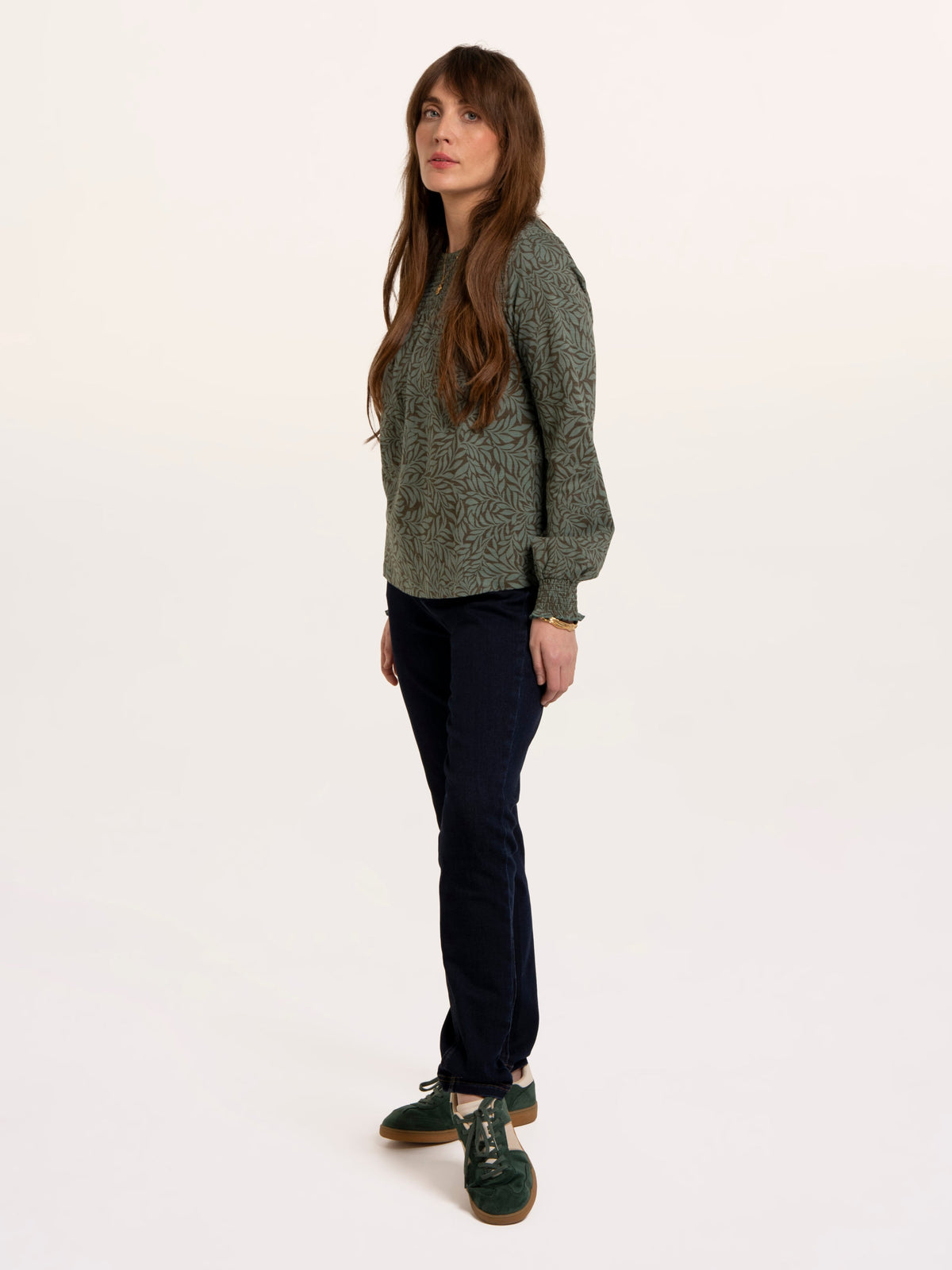 Brenda Smock Front Printed Long Sleeve T-Shirt