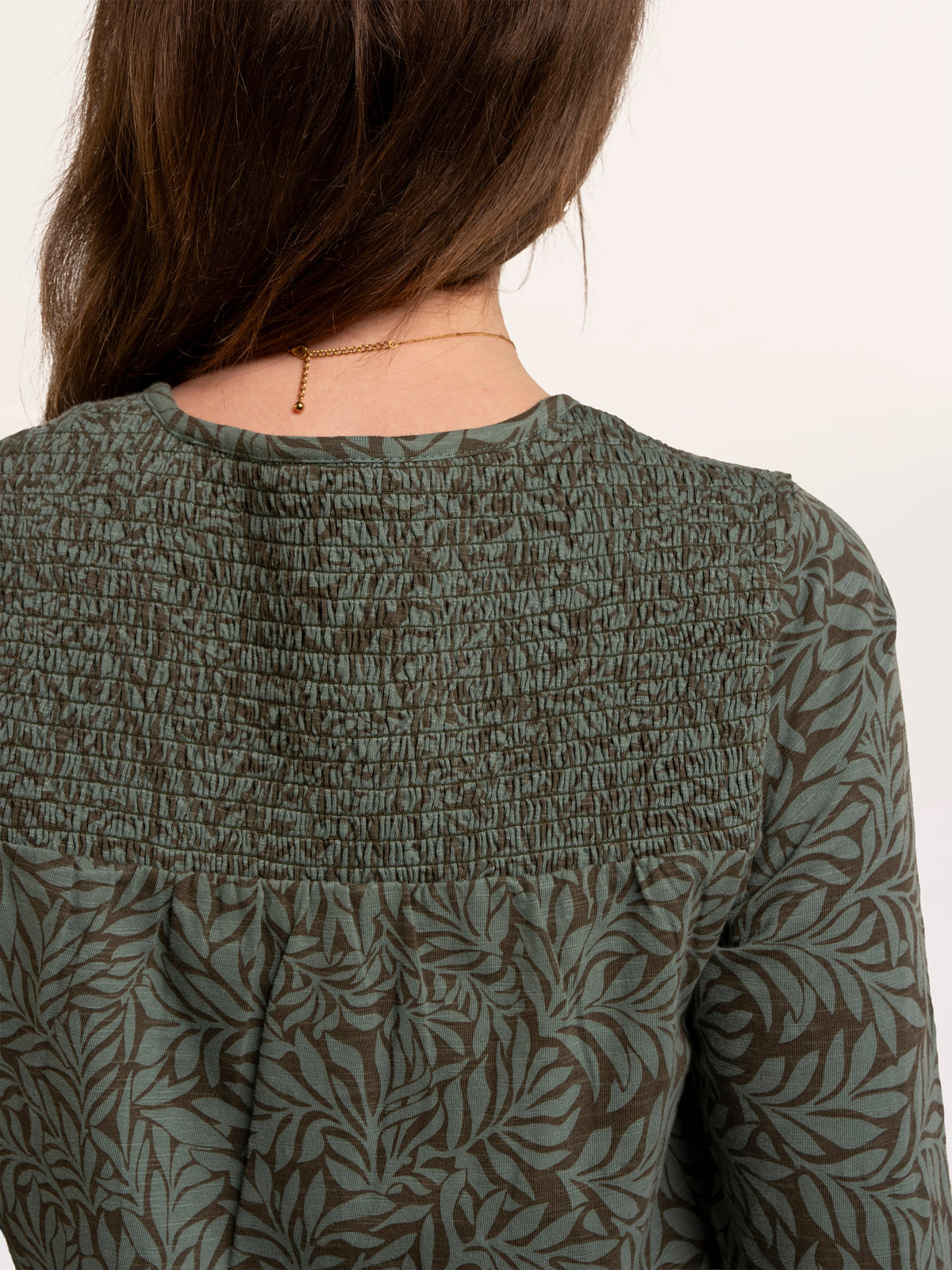 Brenda Smock Front Printed Long Sleeve T-Shirt