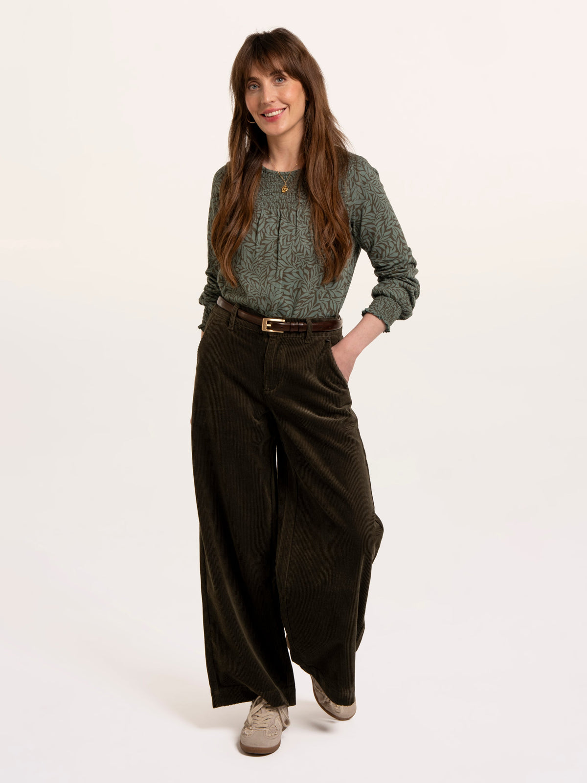 Brenda Smock Front Printed Long Sleeve T-Shirt