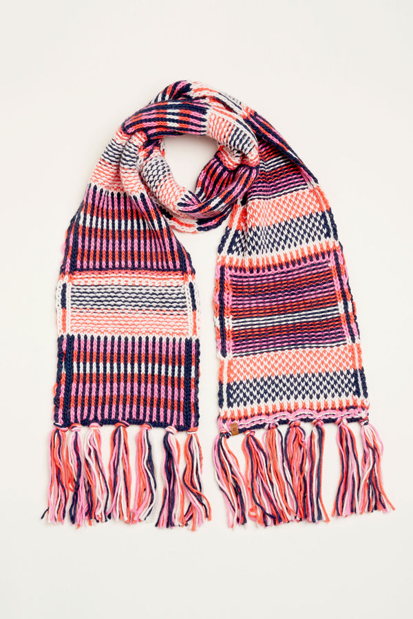 Textured Stripe Knitted Scarf