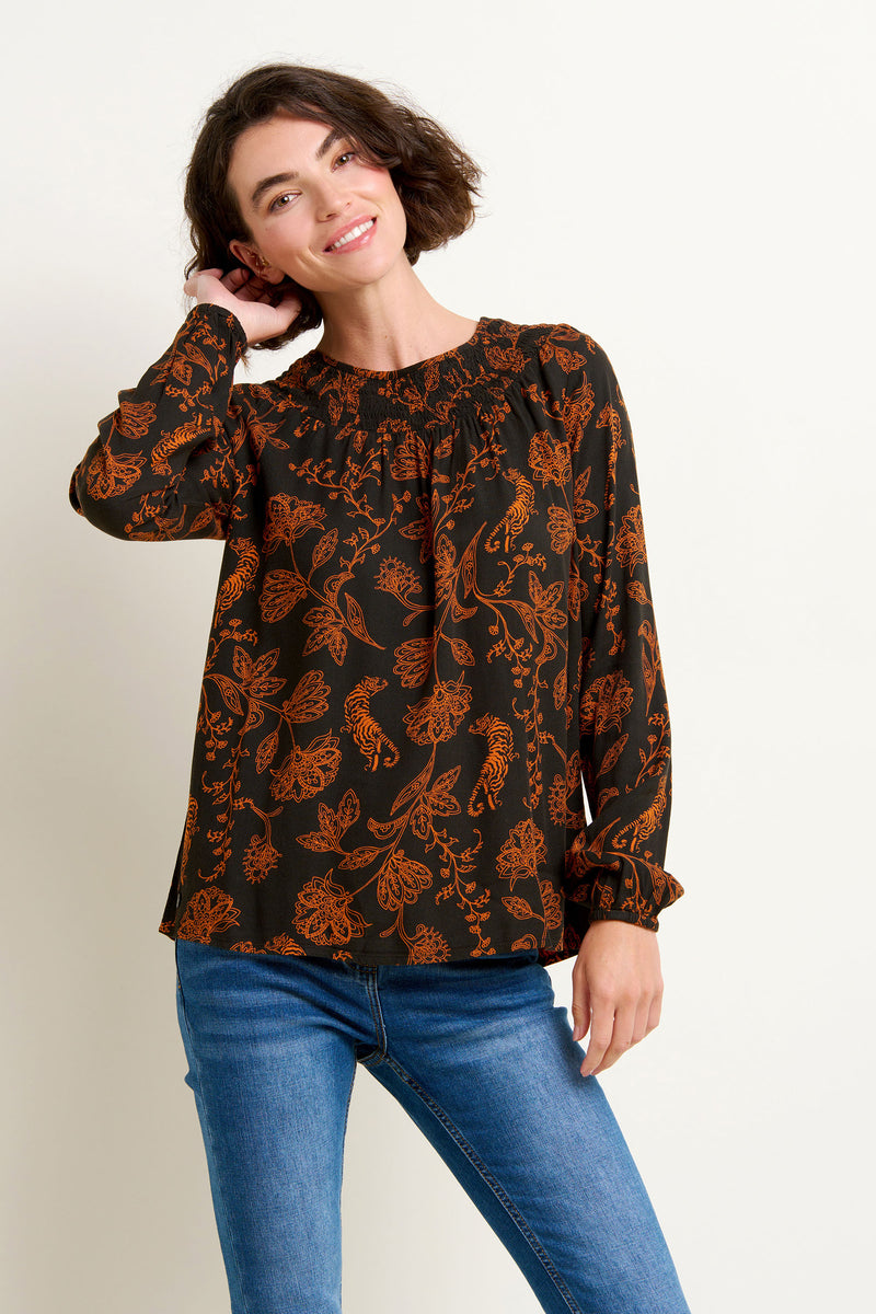 Henna Trail Shirring Blouse